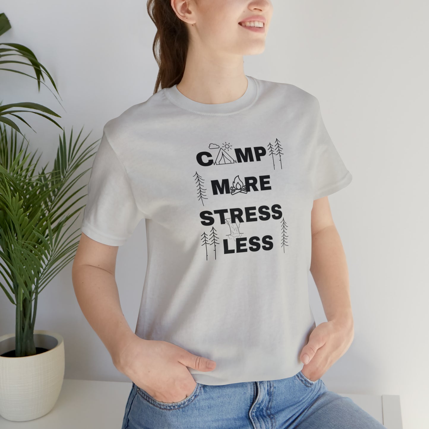 Camp More Stress Less Unisex Jersey Short Sleeve Tee