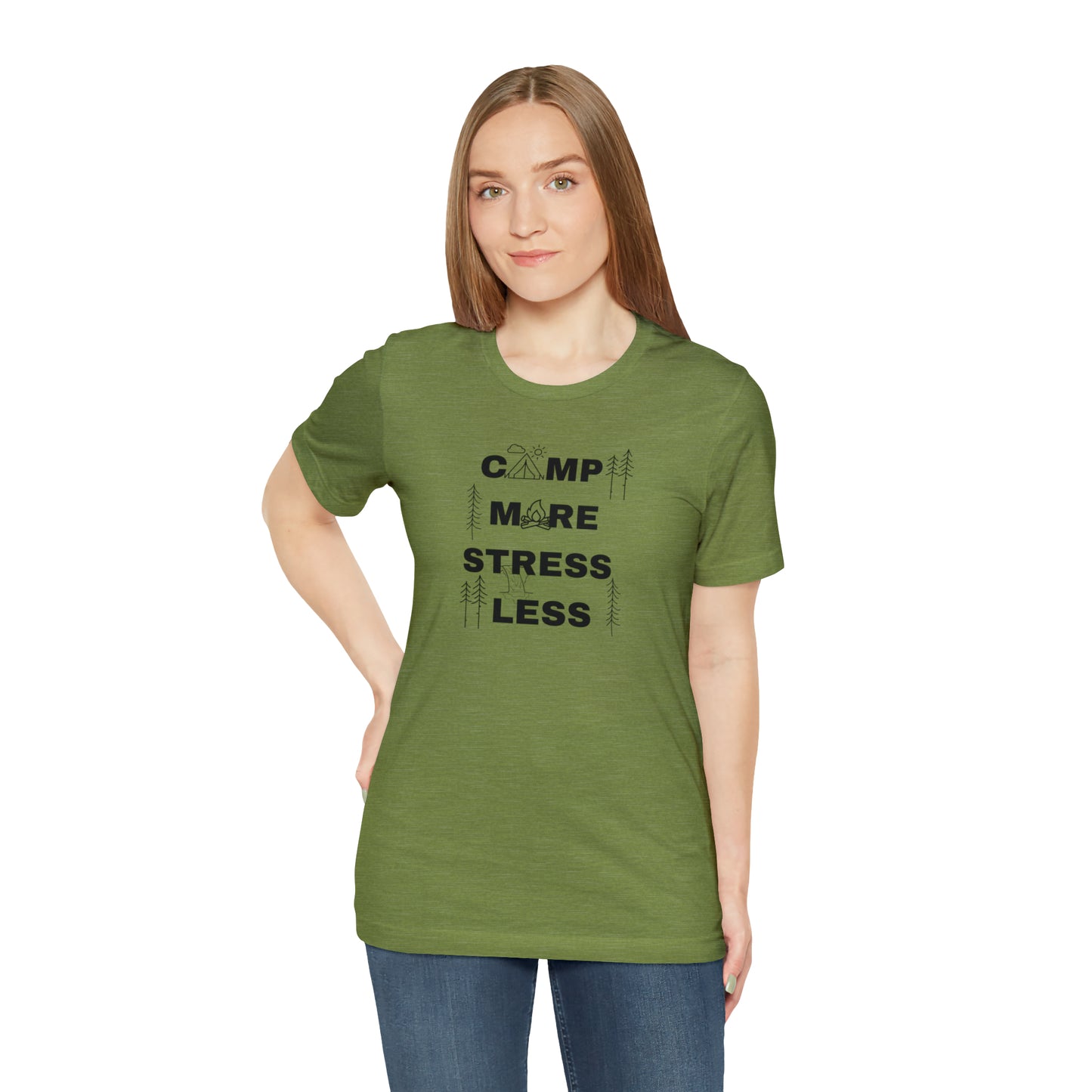 Camp More Stress Less Unisex Jersey Short Sleeve Tee