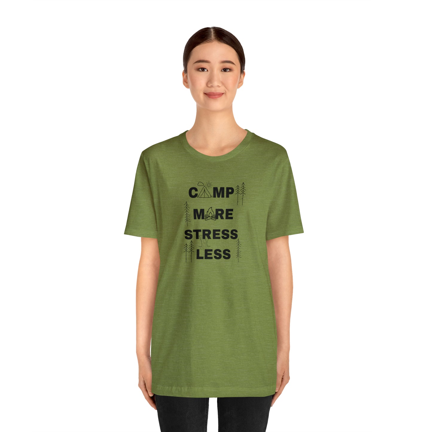 Camp More Stress Less Unisex Jersey Short Sleeve Tee