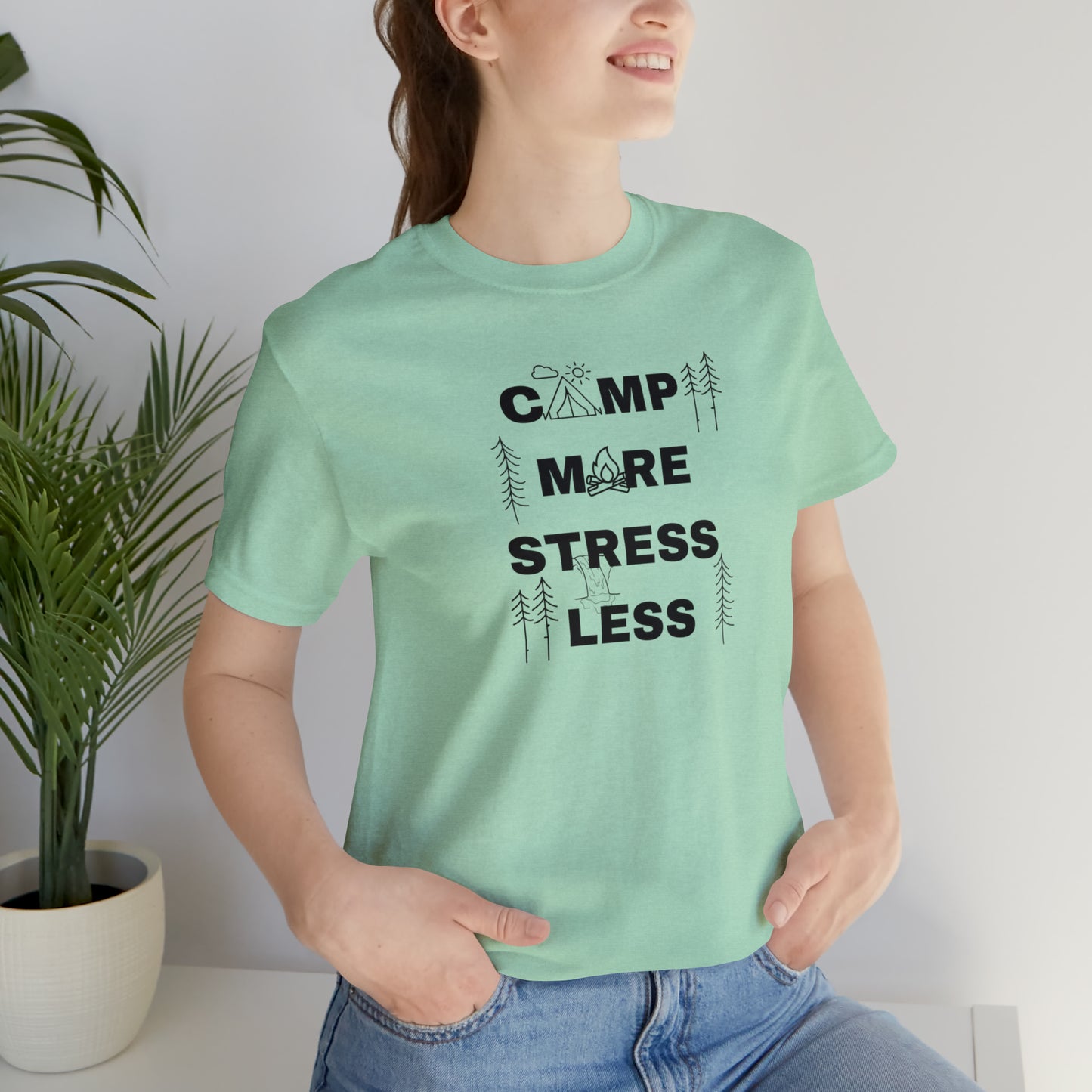 Camp More Stress Less Unisex Jersey Short Sleeve Tee