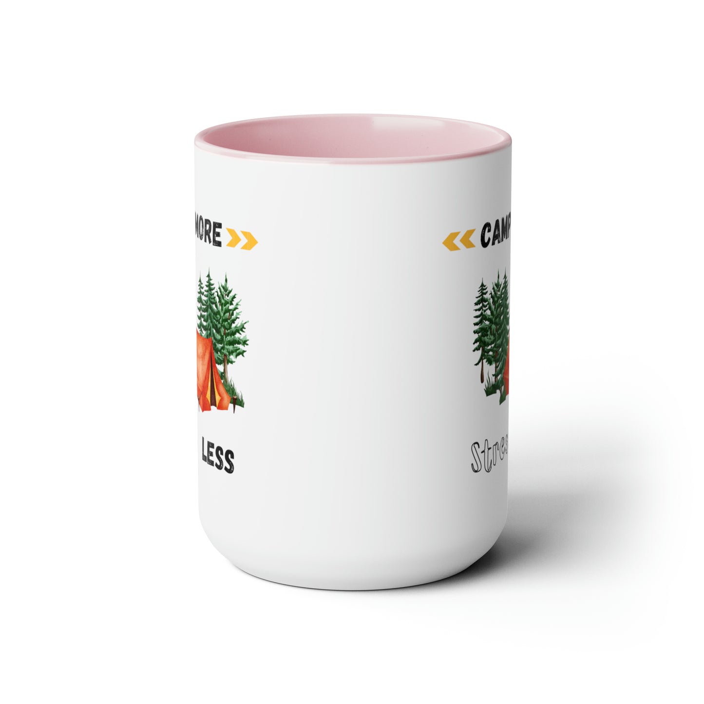 Camp More Stress Less Two-Tone Coffee Mugs, 15oz