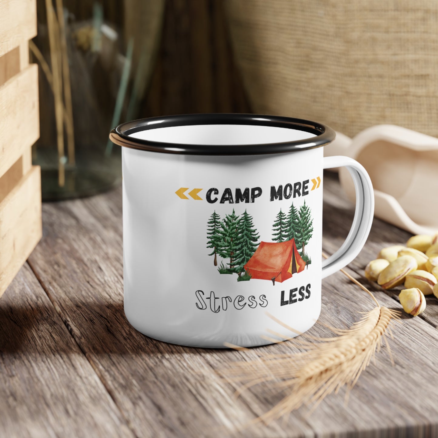 Camp More Stress Less Enamel Camp Cup