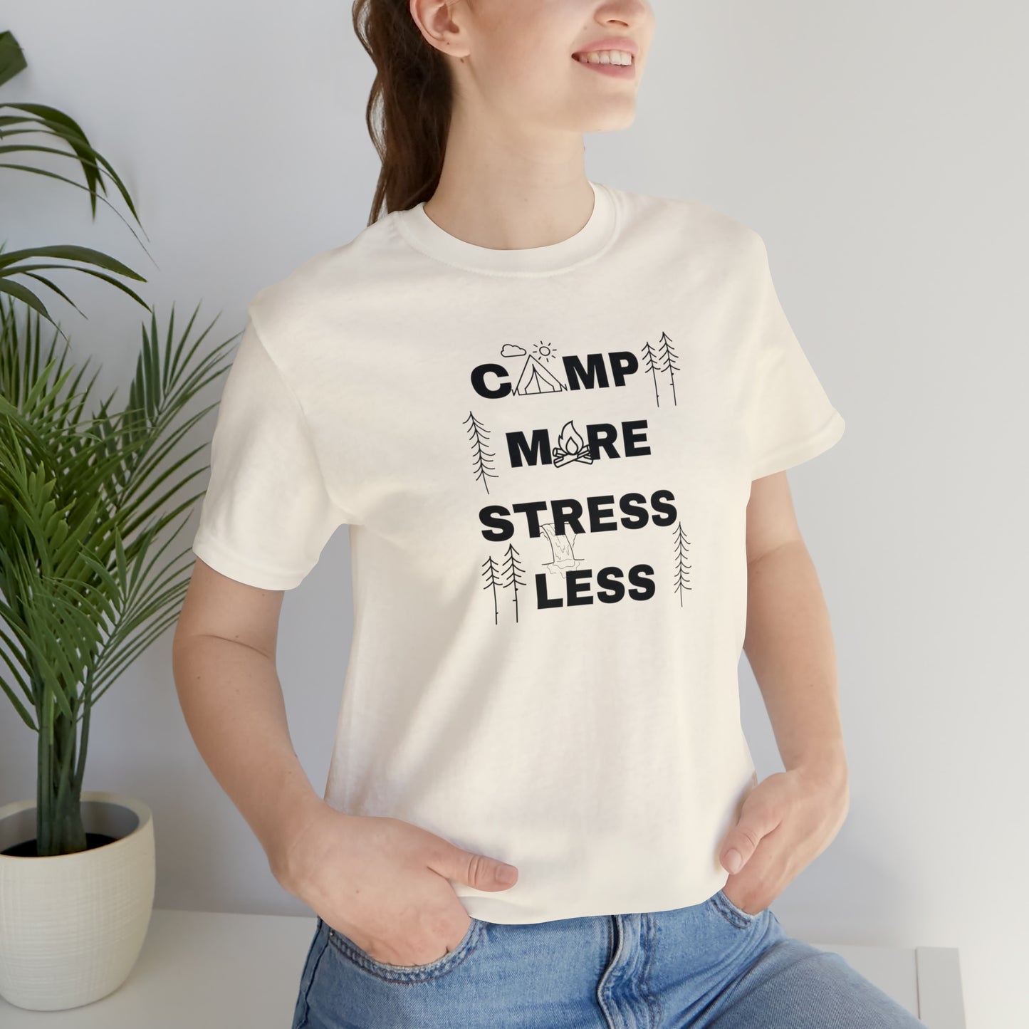 Camp More Stress Less Unisex Jersey Short Sleeve Tee