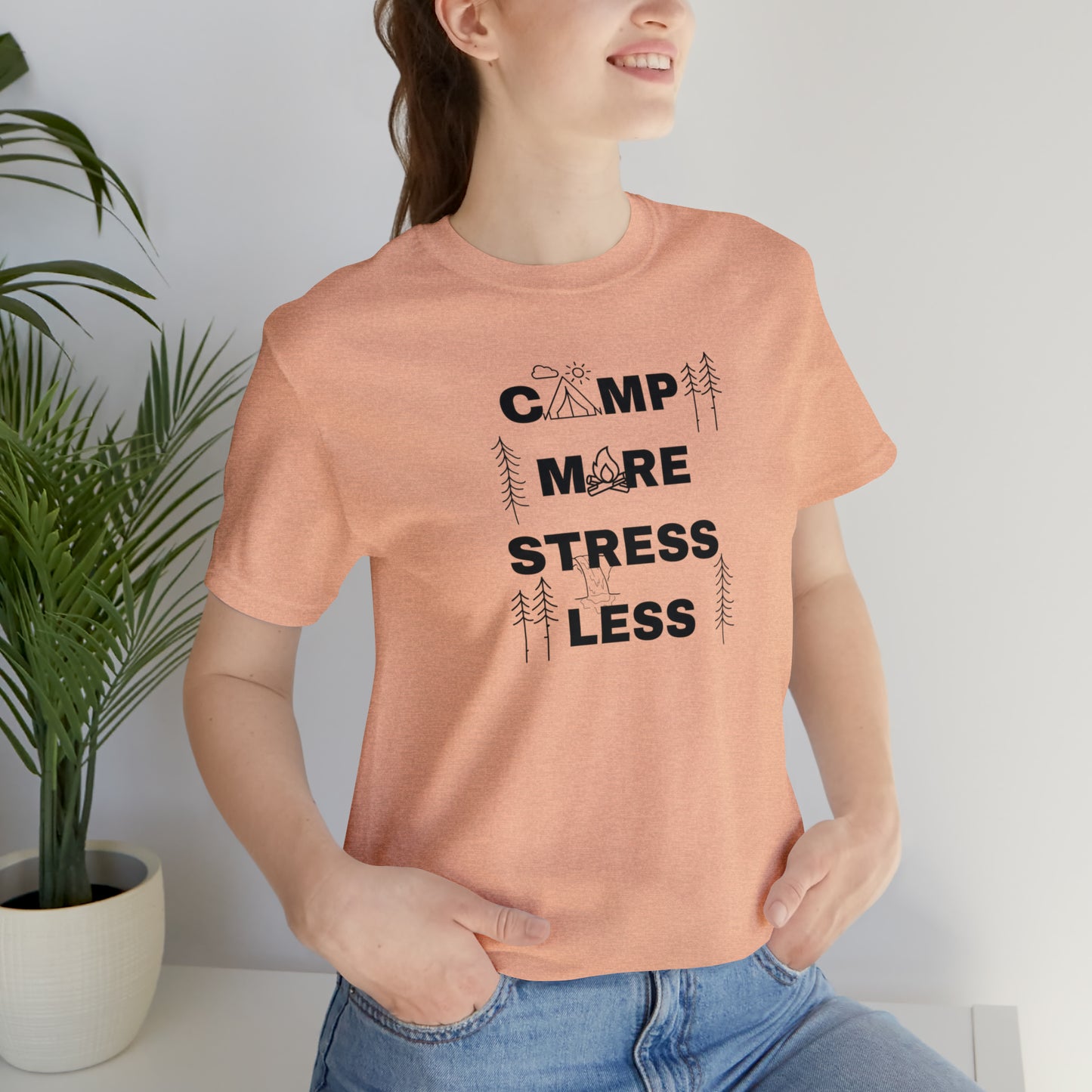 Camp More Stress Less Unisex Jersey Short Sleeve Tee