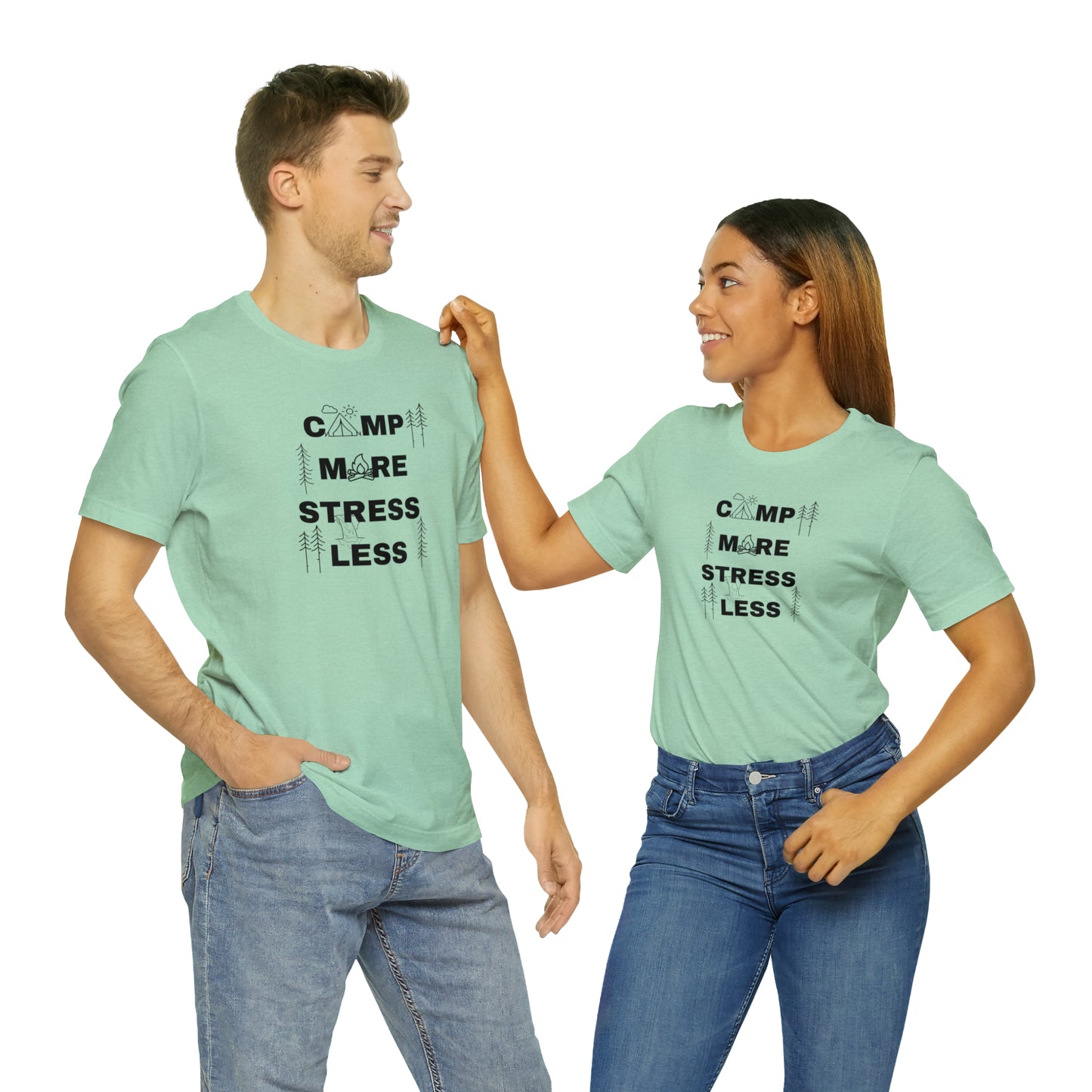 Camp More Stress Less Unisex Jersey Short Sleeve Tee