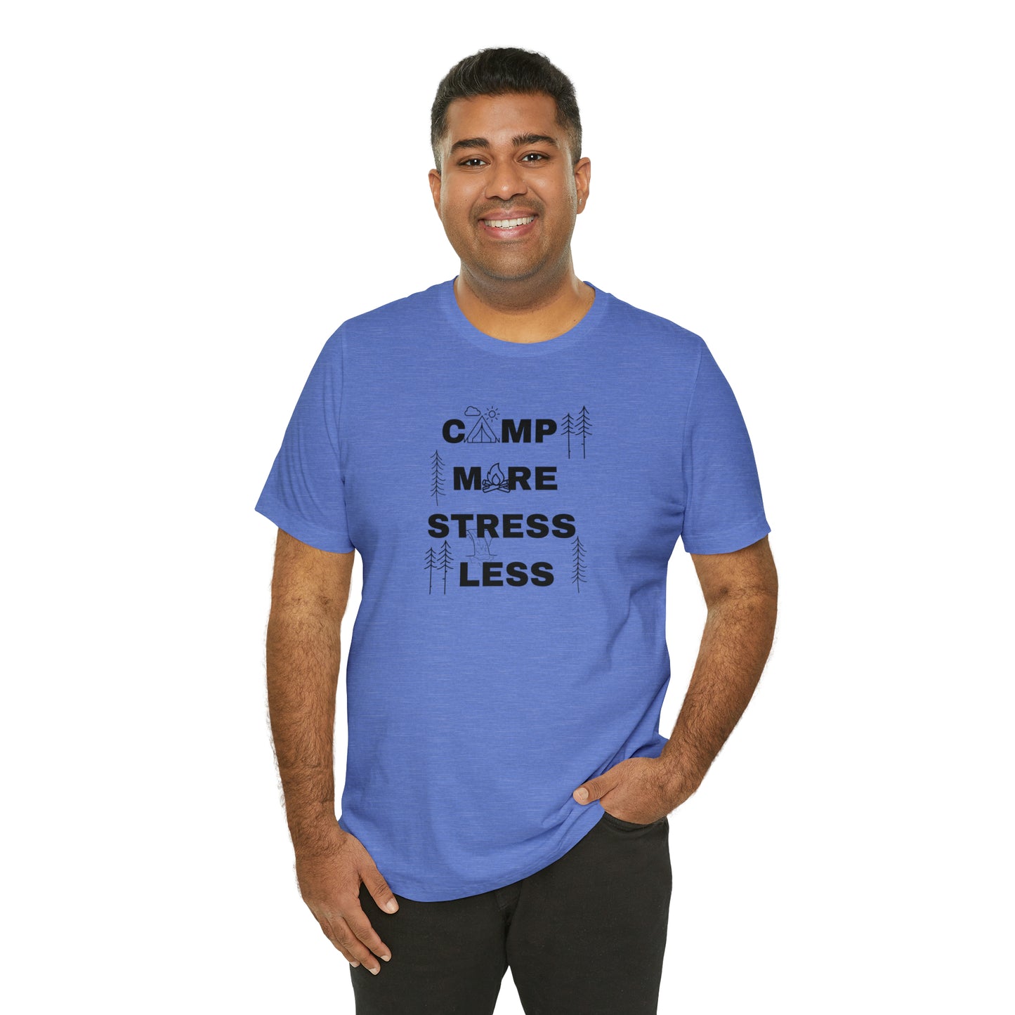 Camp More Stress Less Unisex Jersey Short Sleeve Tee