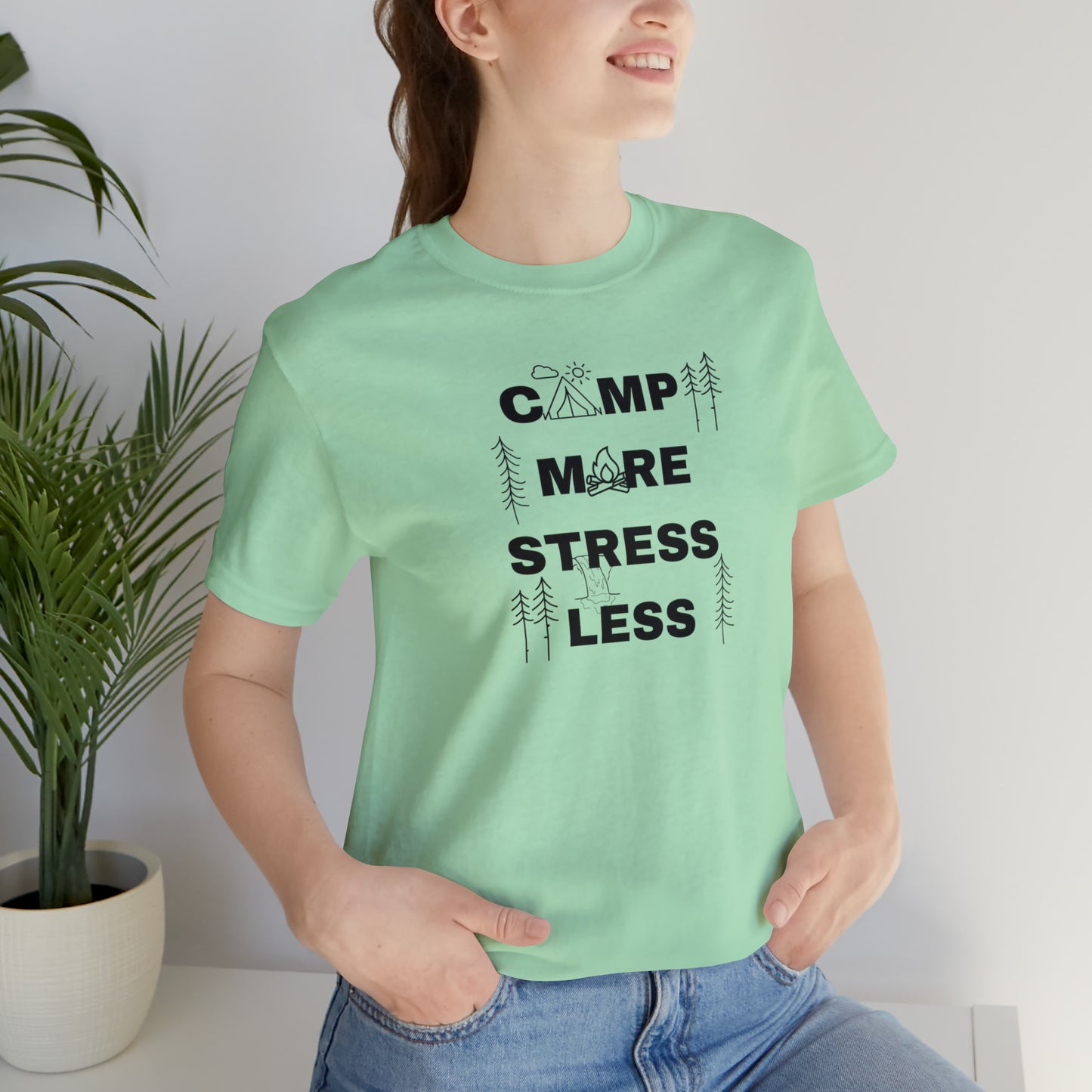 Camp More Stress Less Unisex Jersey Short Sleeve Tee