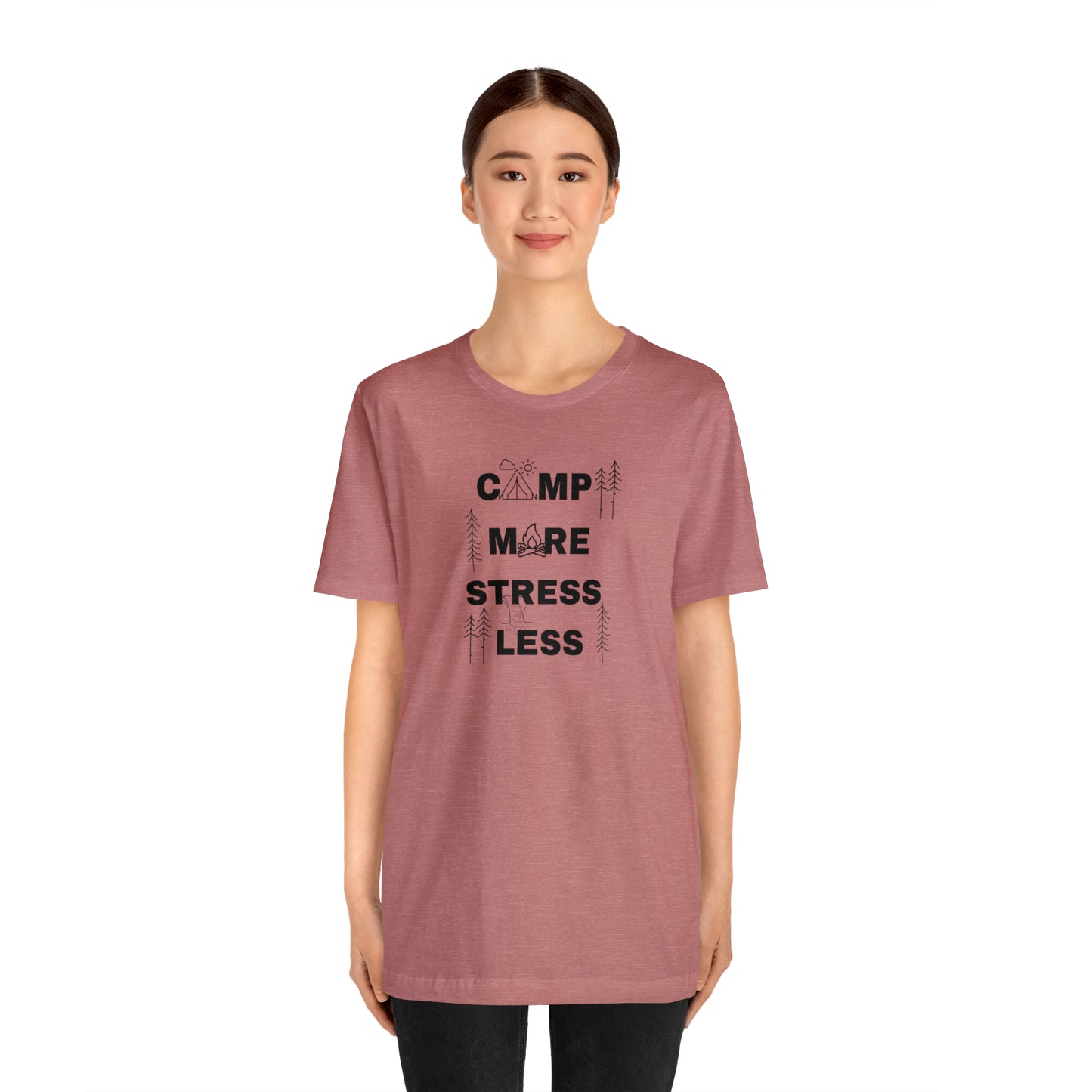 Camp More Stress Less Unisex Jersey Short Sleeve Tee