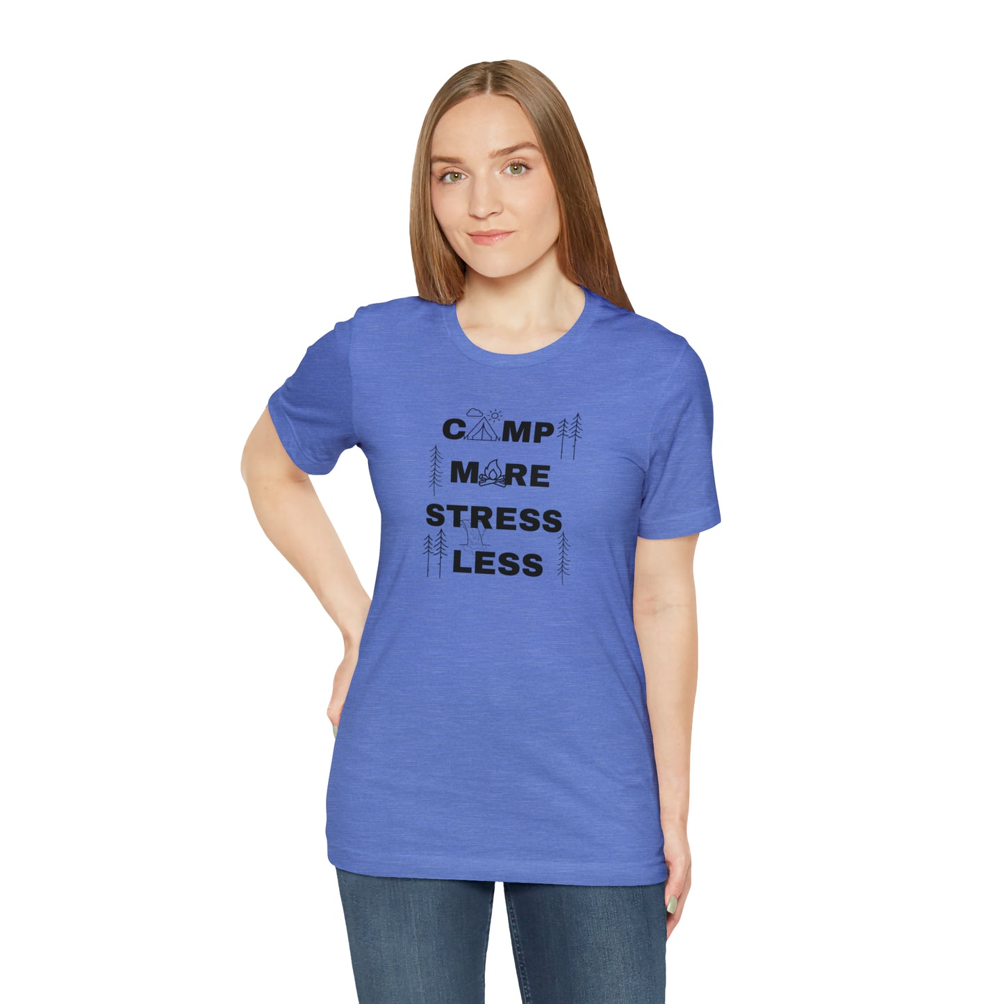 Camp More Stress Less Unisex Jersey Short Sleeve Tee