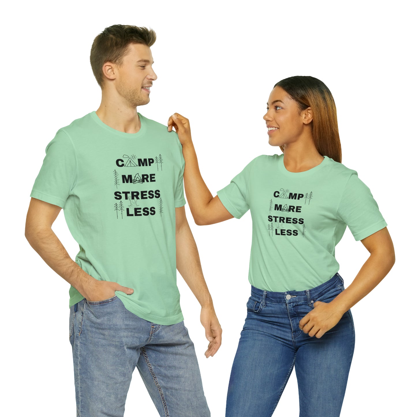 Camp More Stress Less Unisex Jersey Short Sleeve Tee