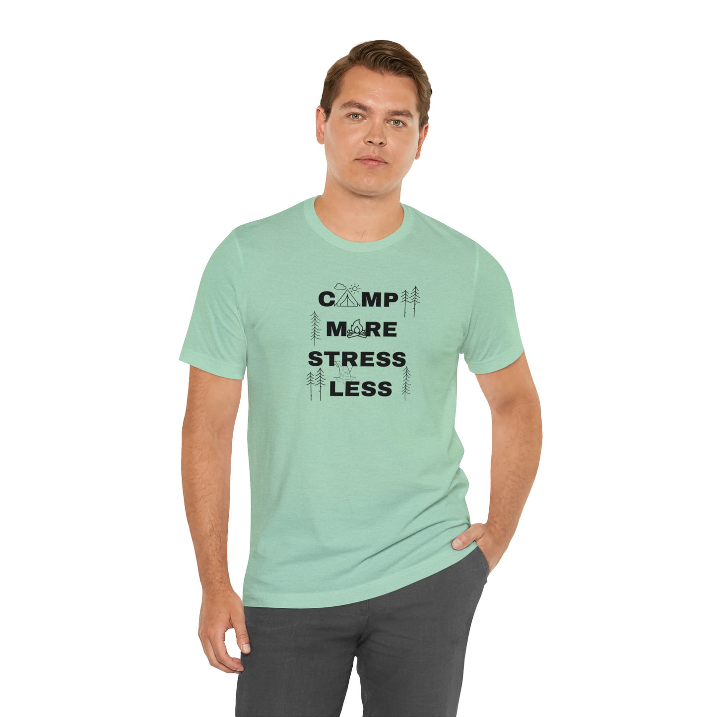 Camp More Stress Less Unisex Jersey Short Sleeve Tee