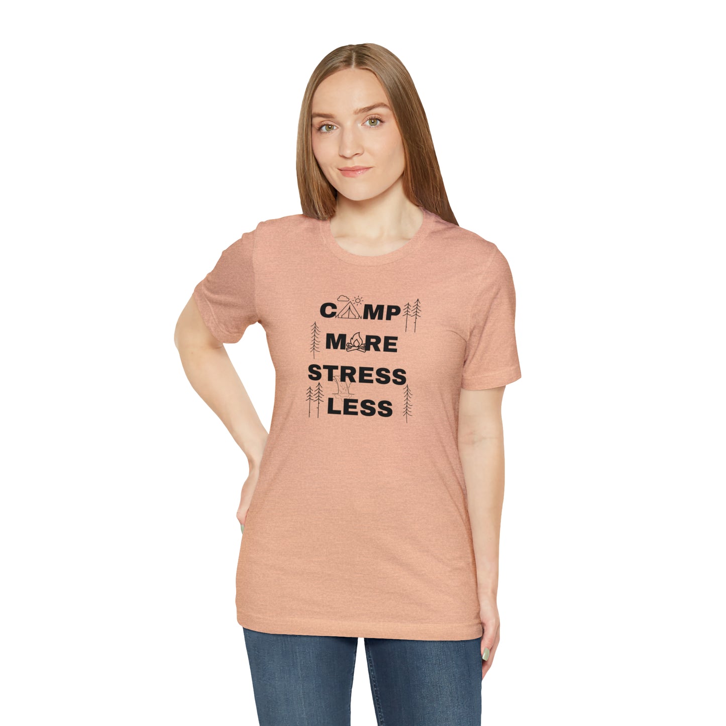 Camp More Stress Less Unisex Jersey Short Sleeve Tee
