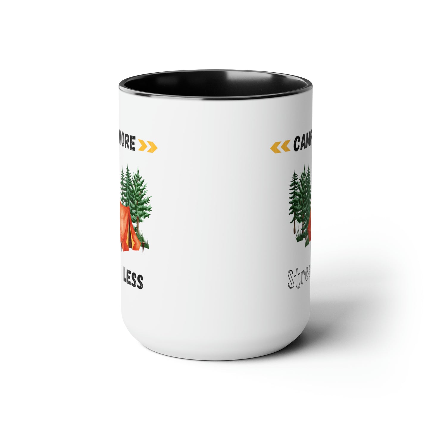 Camp More Stress Less Two-Tone Coffee Mugs, 15oz