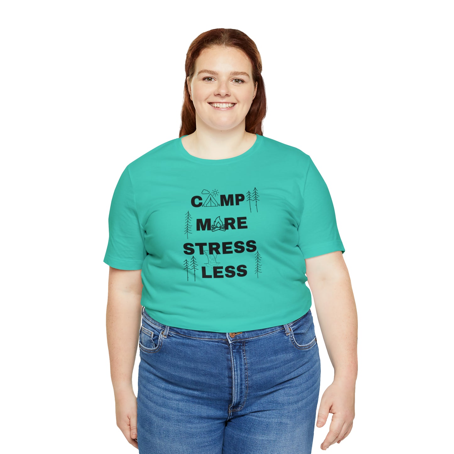 Camp More Stress Less Unisex Jersey Short Sleeve Tee