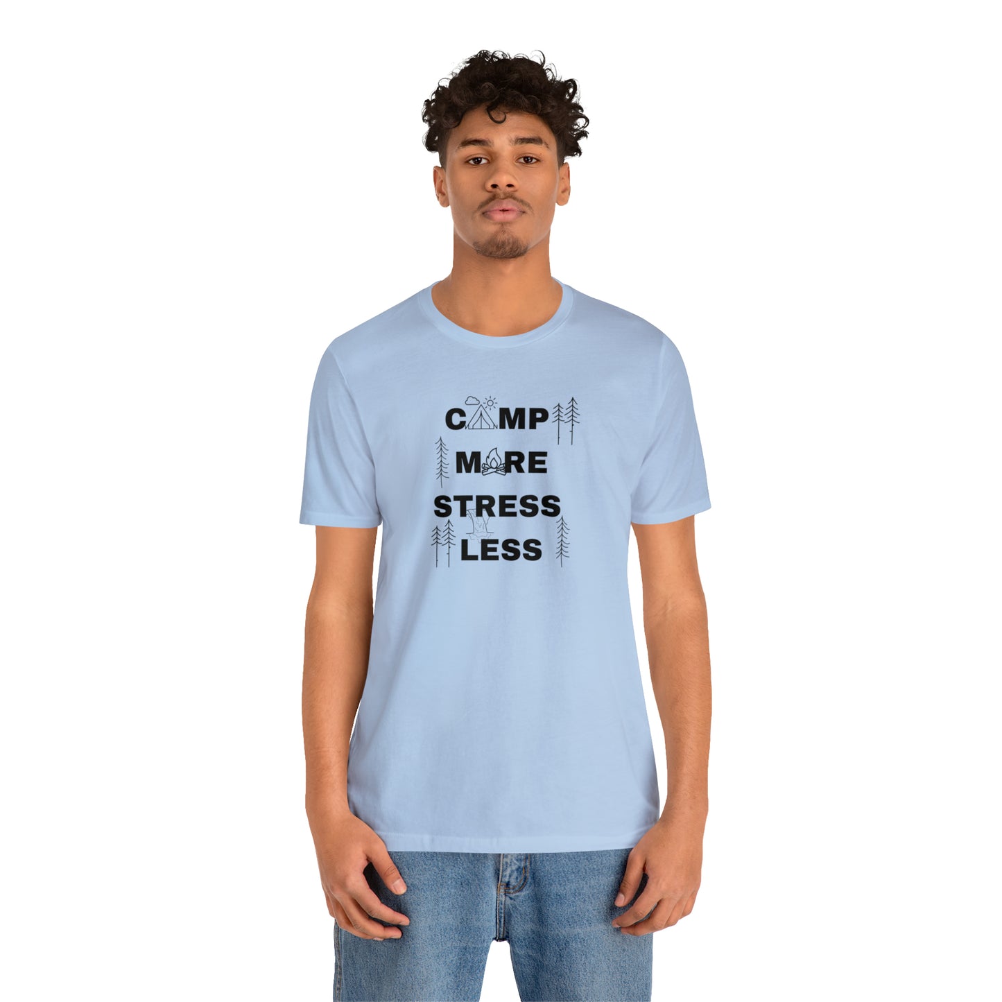 Camp More Stress Less Unisex Jersey Short Sleeve Tee