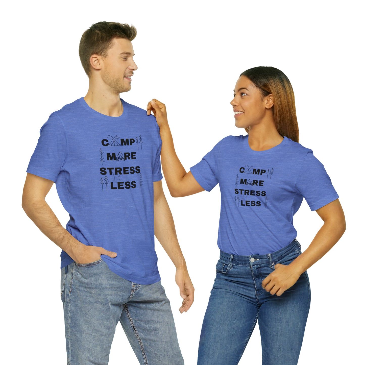 Camp More Stress Less Unisex Jersey Short Sleeve Tee