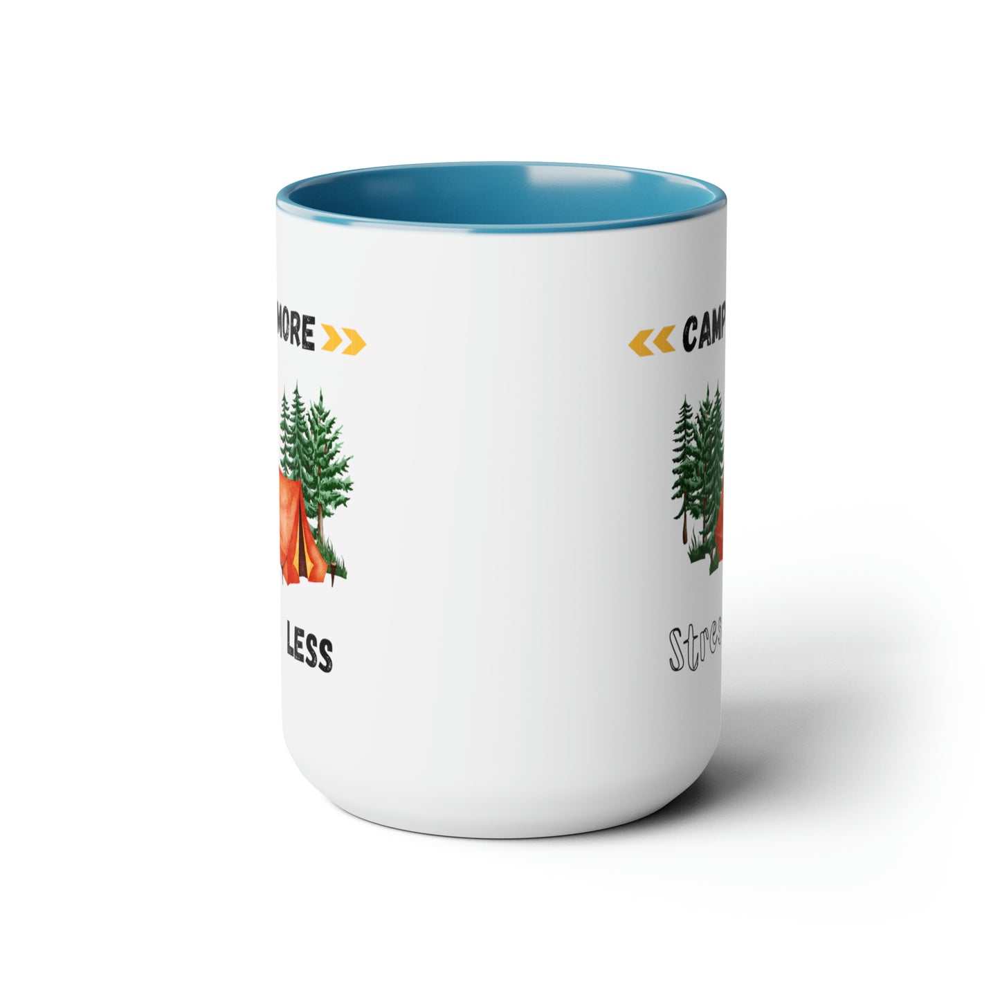 Camp More Stress Less Two-Tone Coffee Mugs, 15oz