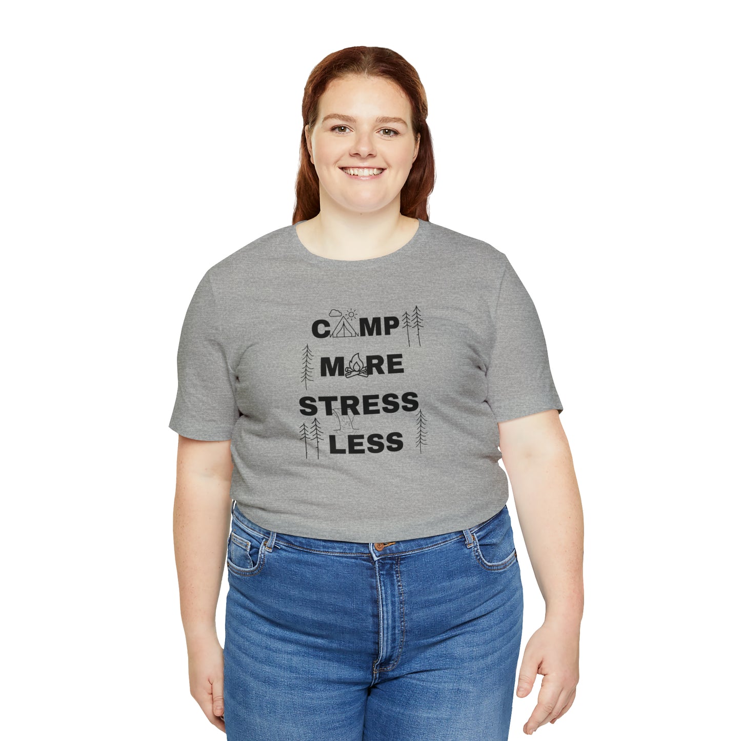 Camp More Stress Less Unisex Jersey Short Sleeve Tee