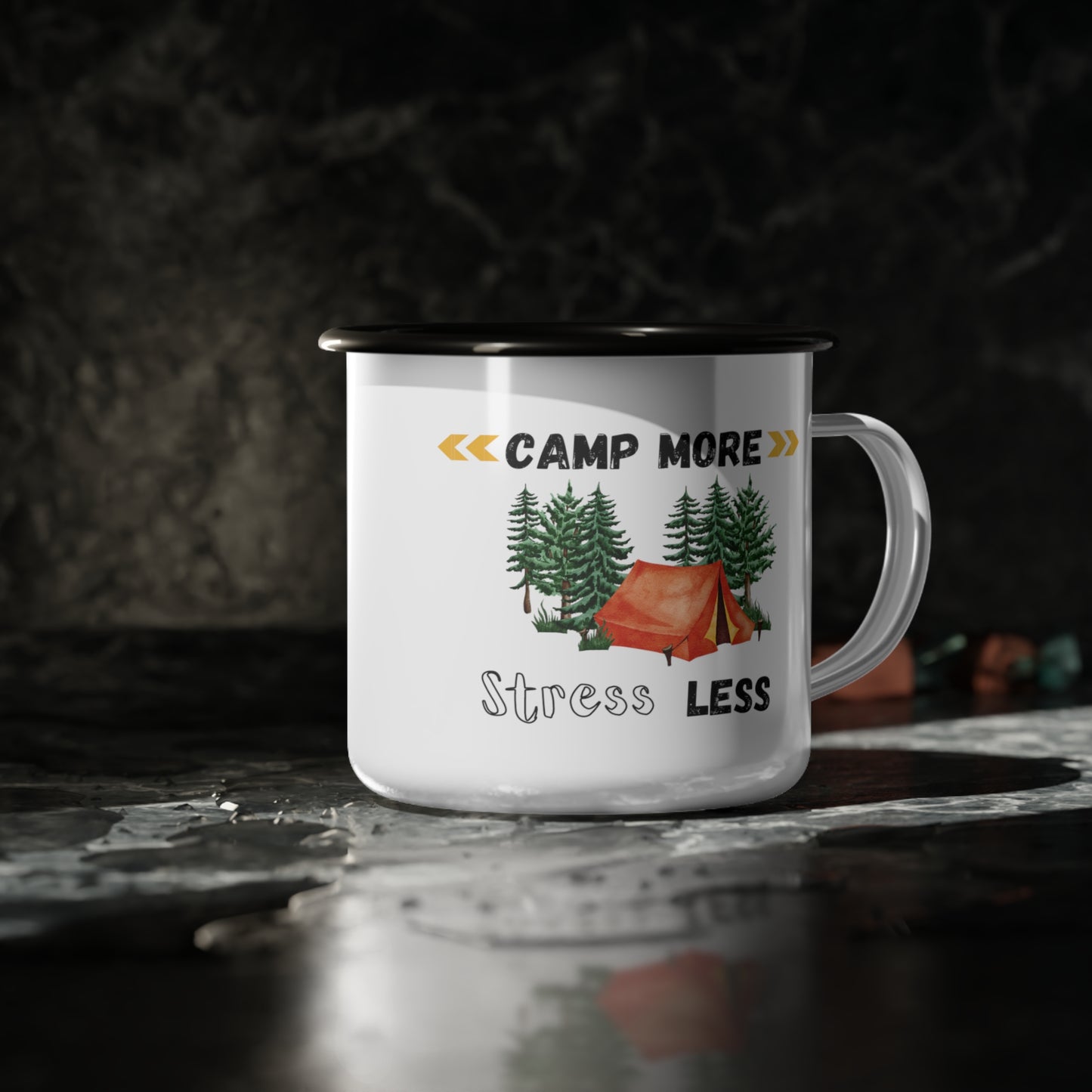 Camp More Stress Less Enamel Camp Cup
