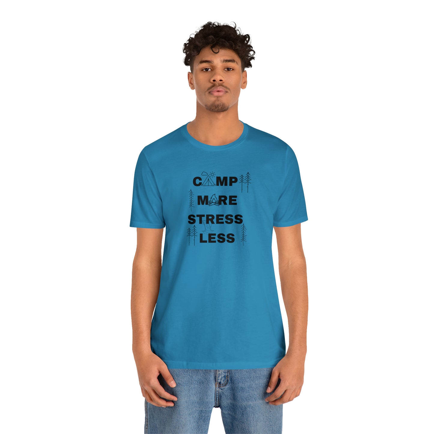 Camp More Stress Less Unisex Jersey Short Sleeve Tee