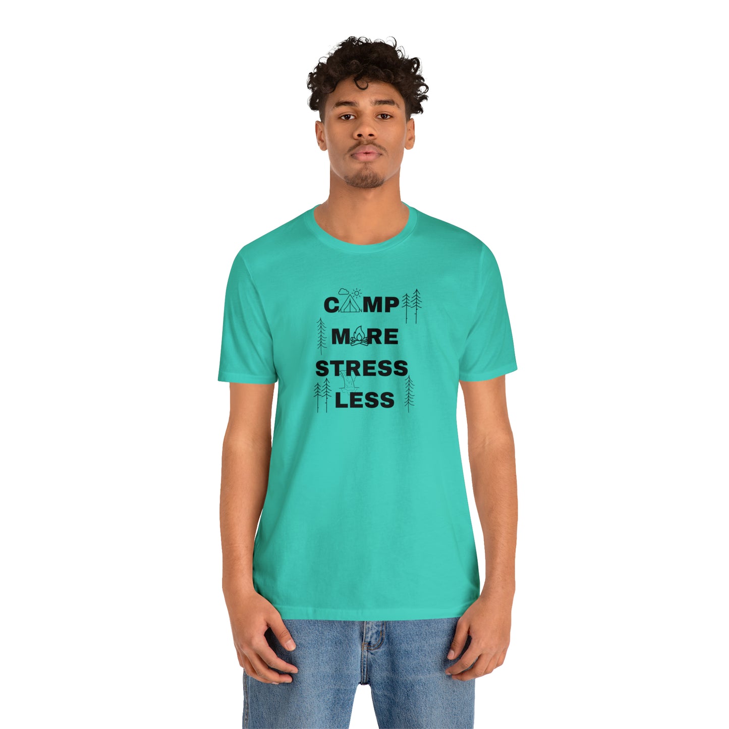 Camp More Stress Less Unisex Jersey Short Sleeve Tee