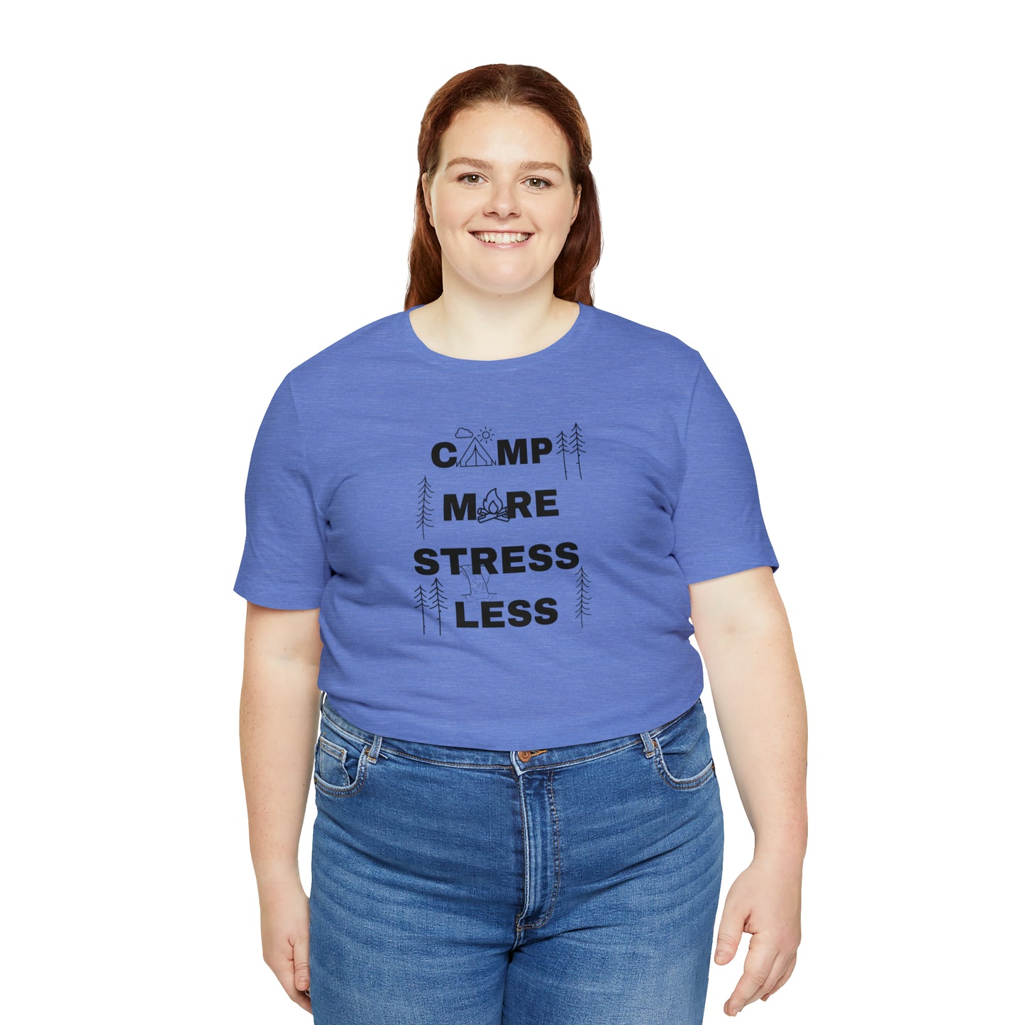 Camp More Stress Less Unisex Jersey Short Sleeve Tee