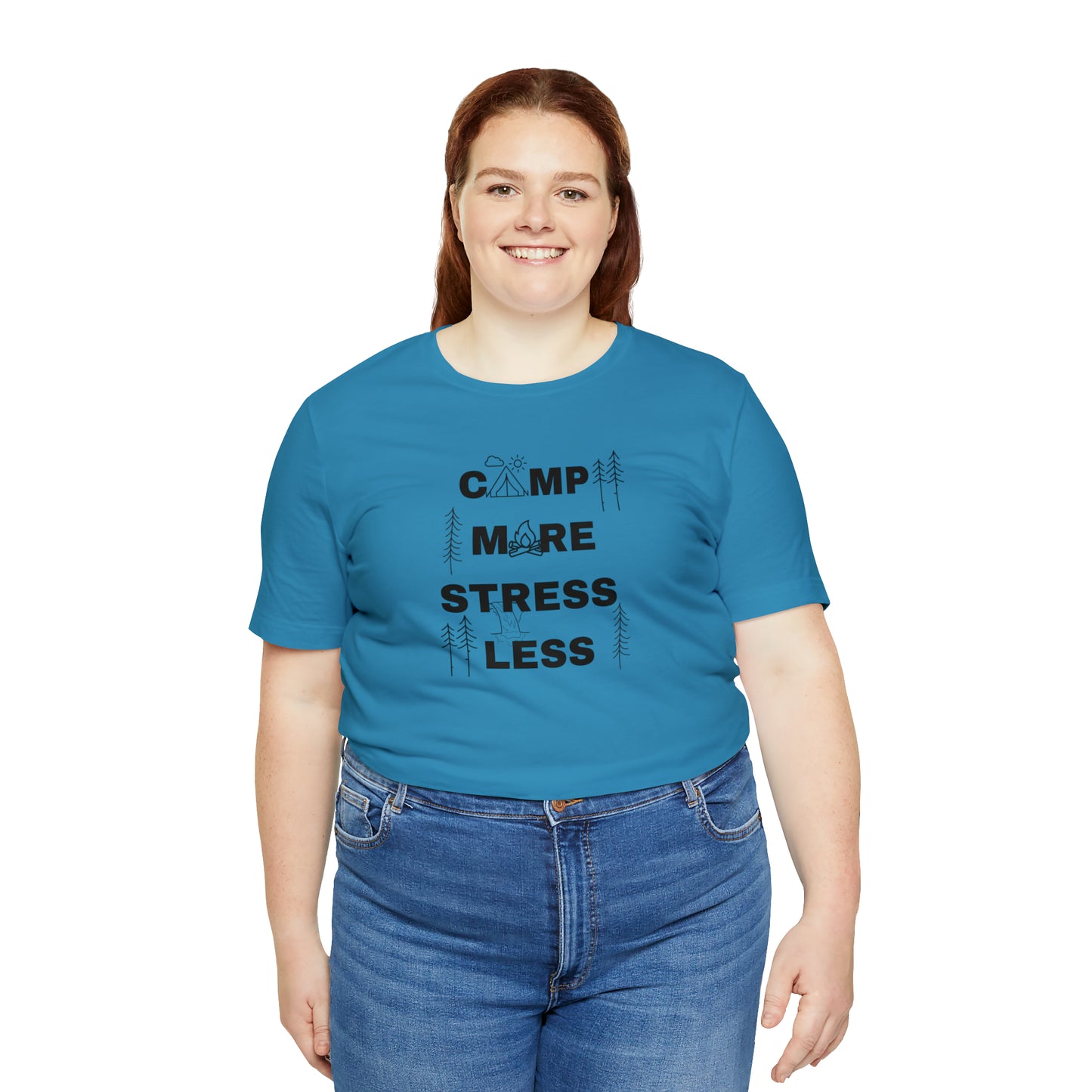 Camp More Stress Less Unisex Jersey Short Sleeve Tee