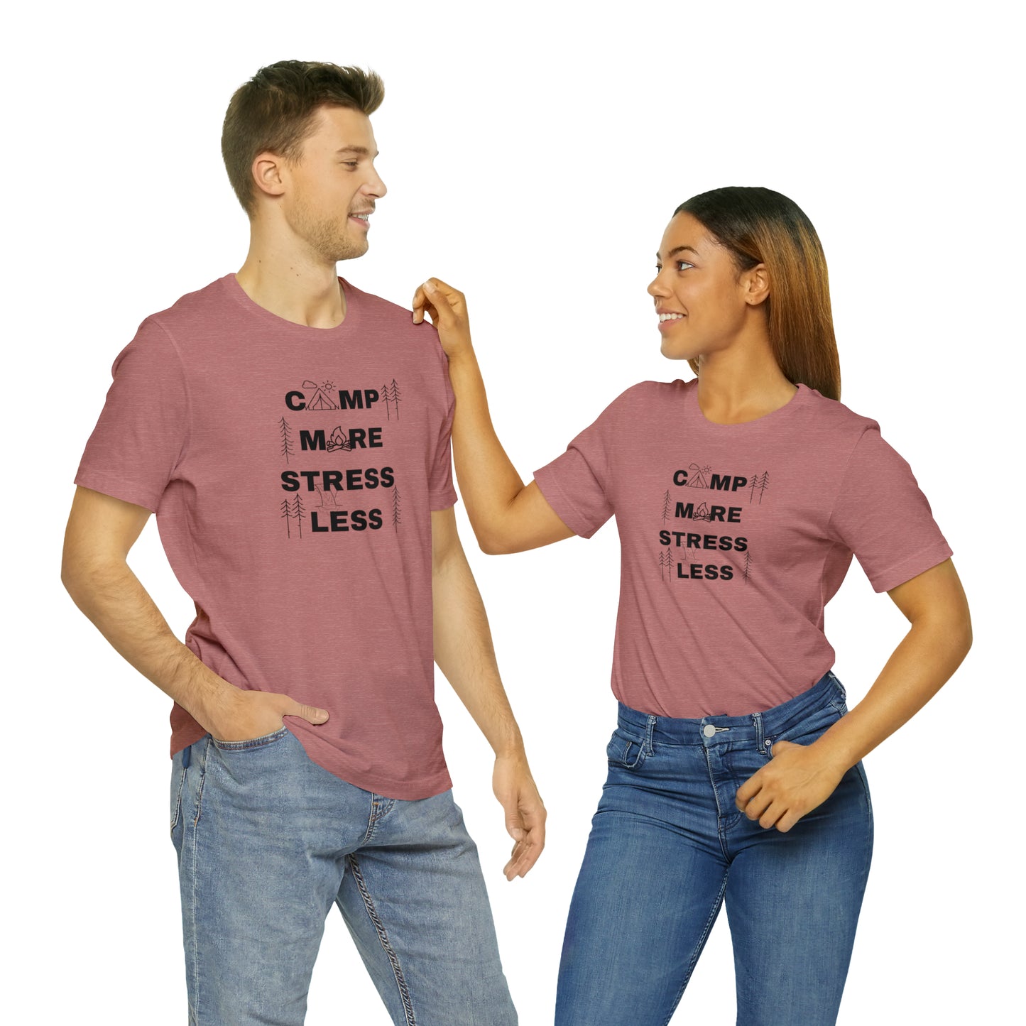 Camp More Stress Less Unisex Jersey Short Sleeve Tee