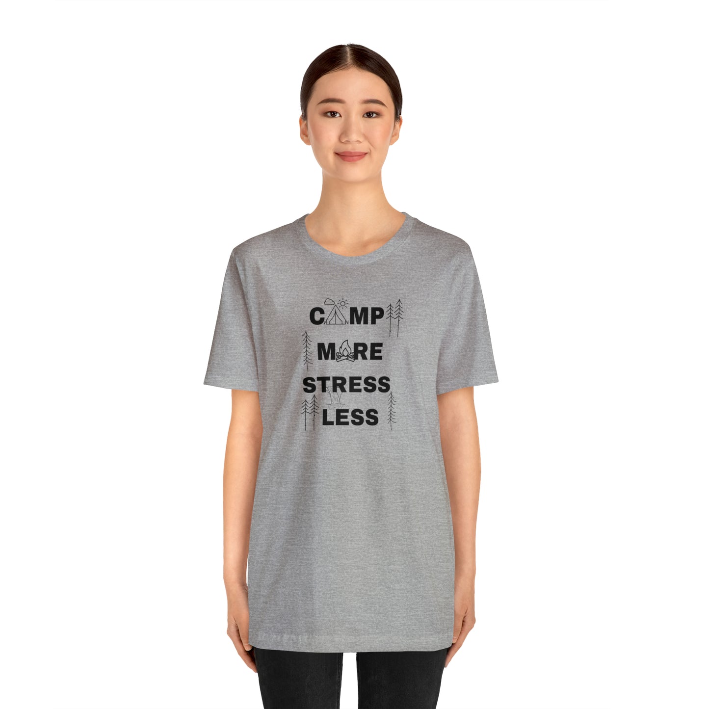 Camp More Stress Less Unisex Jersey Short Sleeve Tee