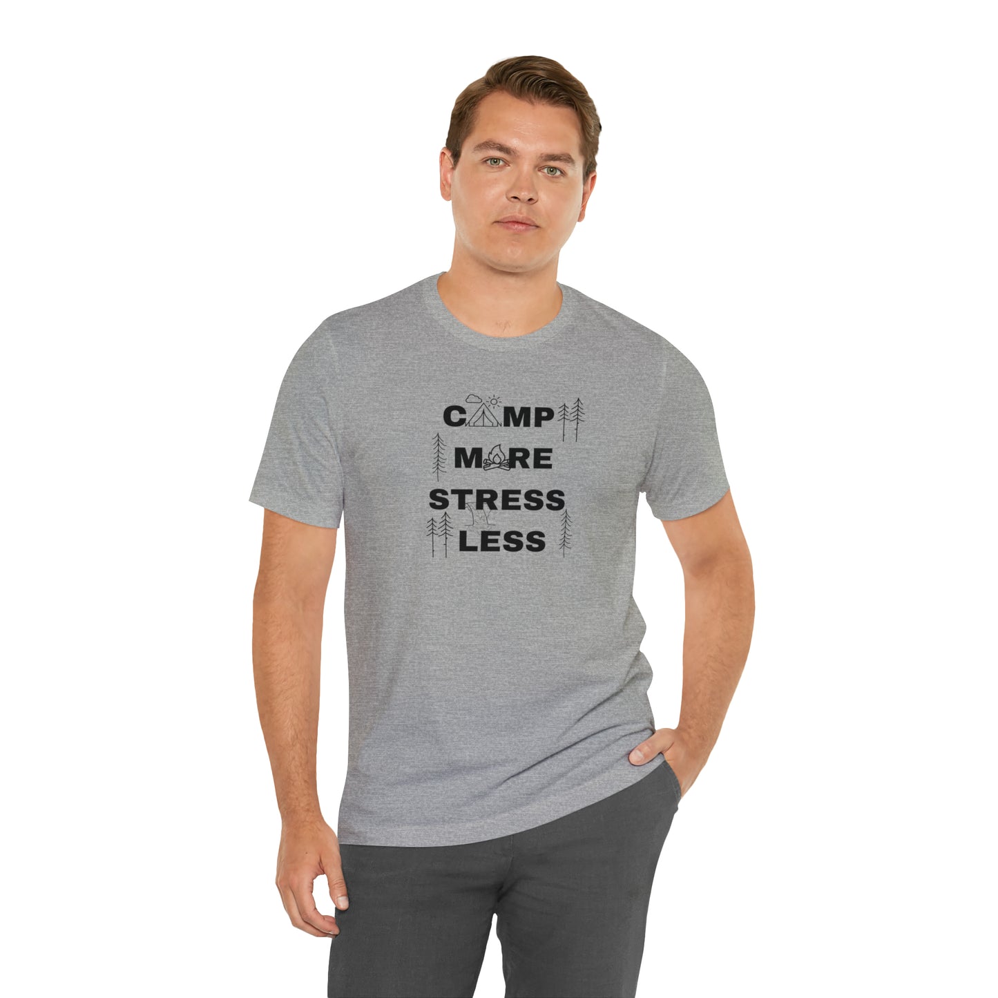 Camp More Stress Less Unisex Jersey Short Sleeve Tee