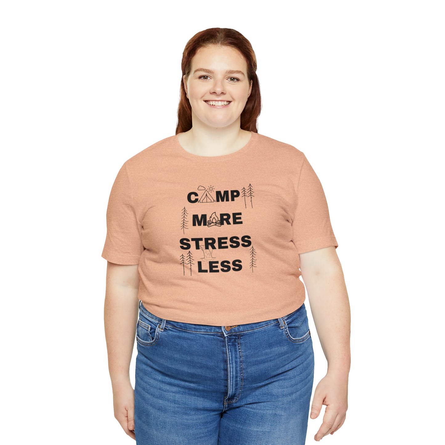 Camp More Stress Less Unisex Jersey Short Sleeve Tee