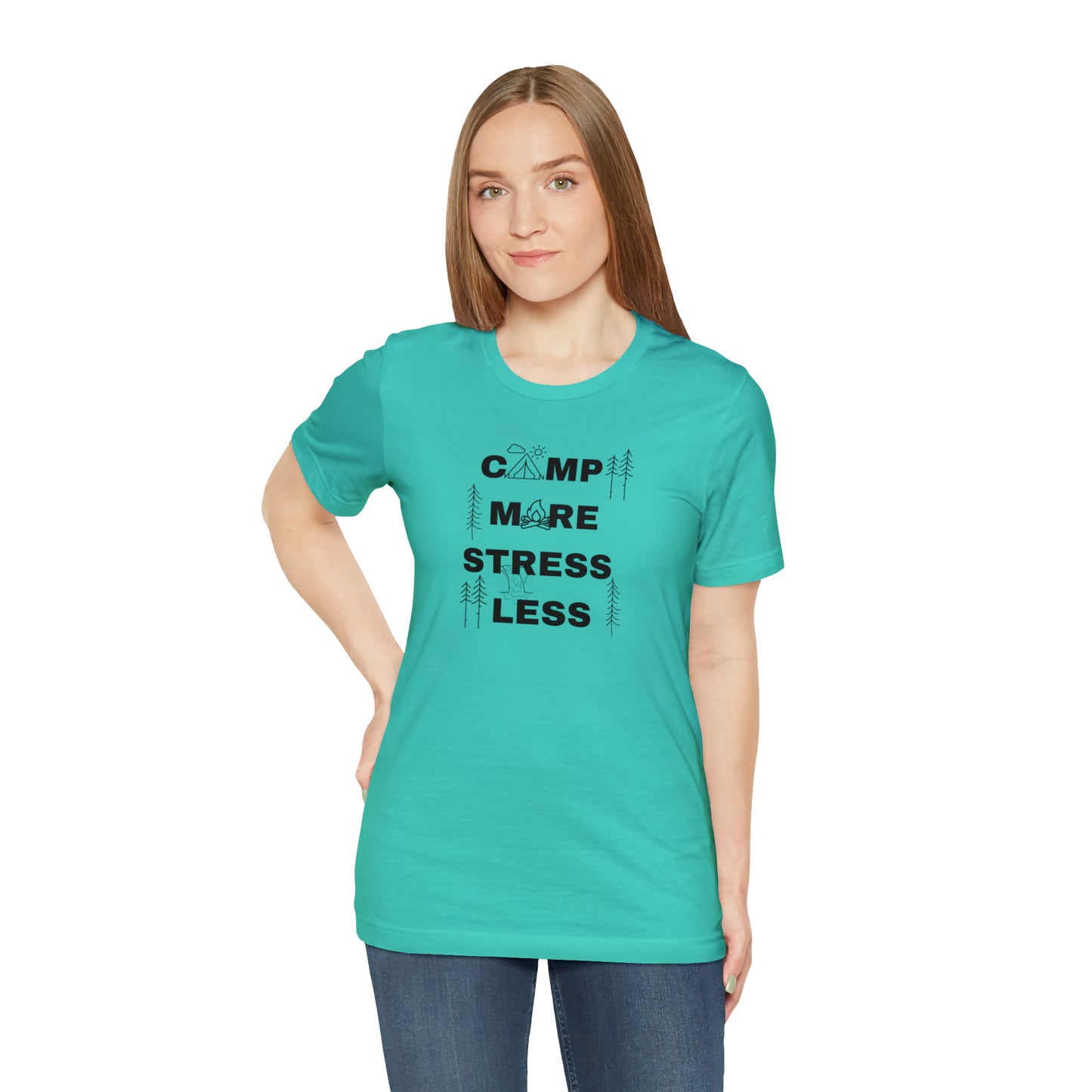 Camp More Stress Less Unisex Jersey Short Sleeve Tee