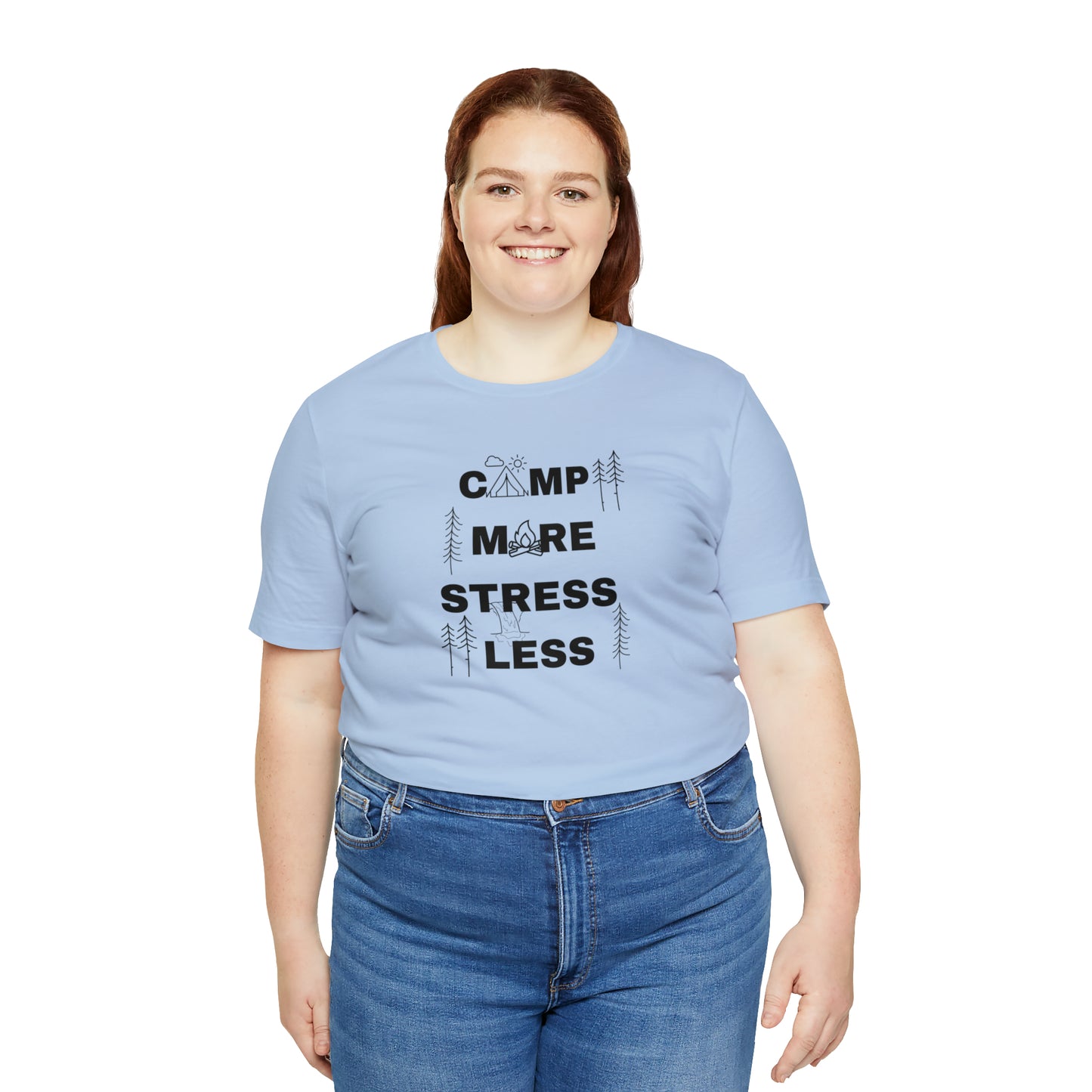 Camp More Stress Less Unisex Jersey Short Sleeve Tee