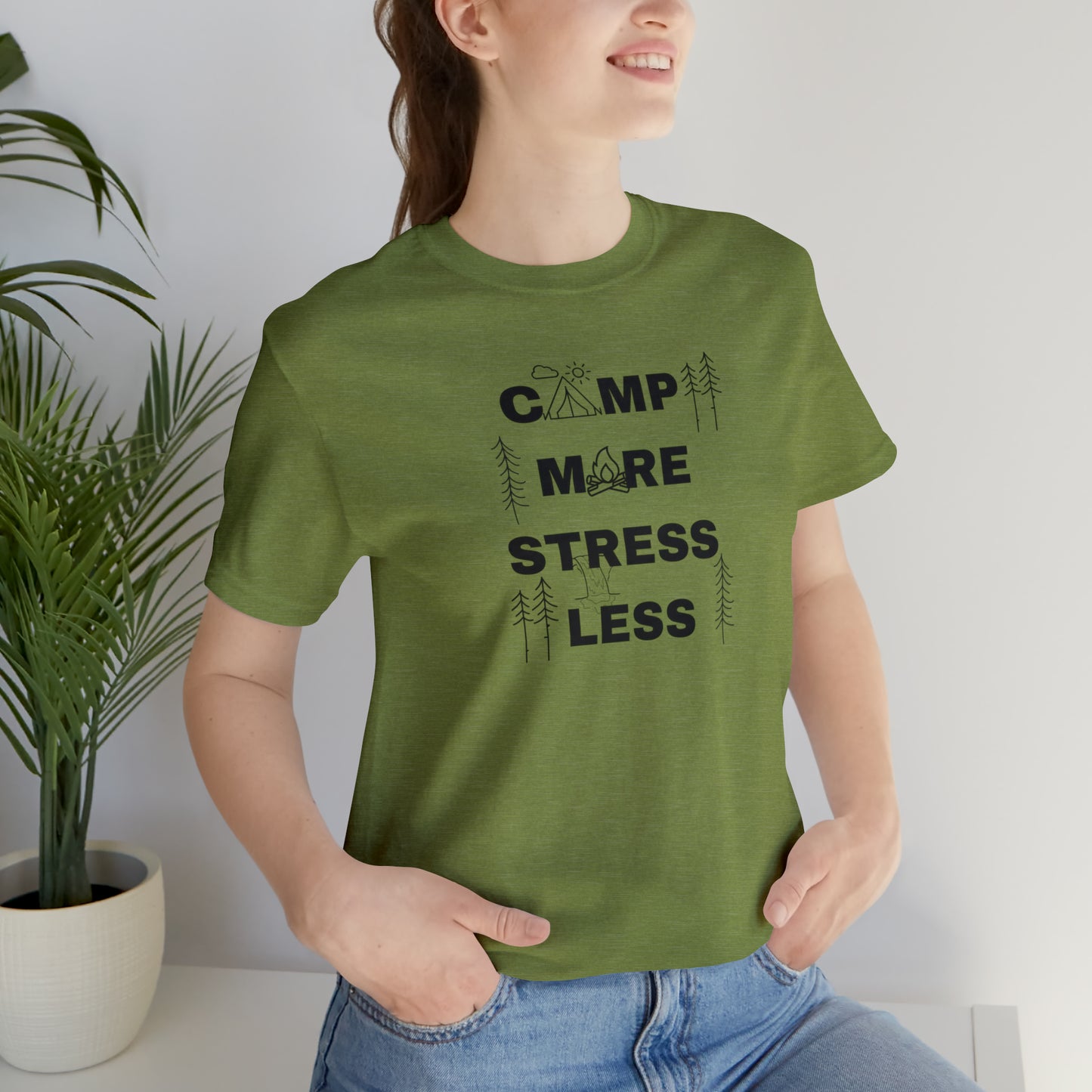 Camp More Stress Less Unisex Jersey Short Sleeve Tee