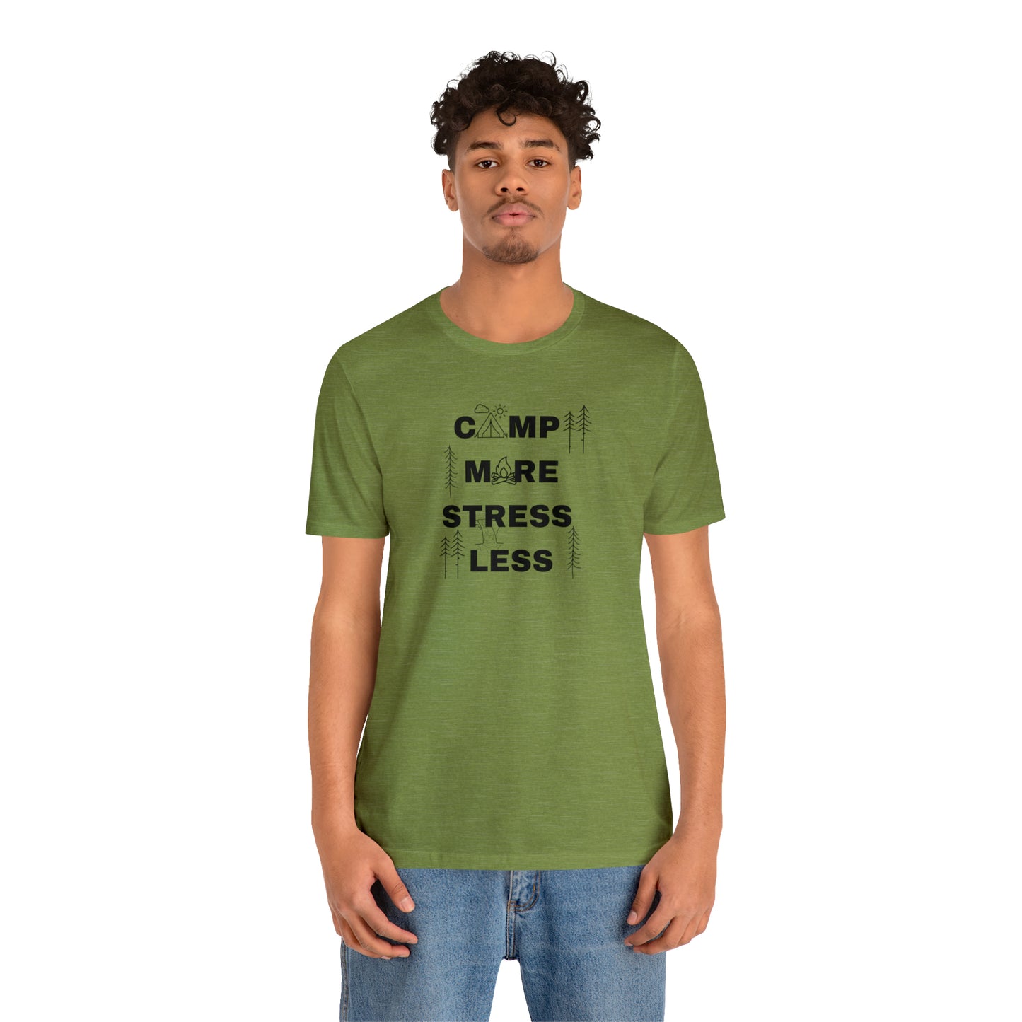 Camp More Stress Less Unisex Jersey Short Sleeve Tee