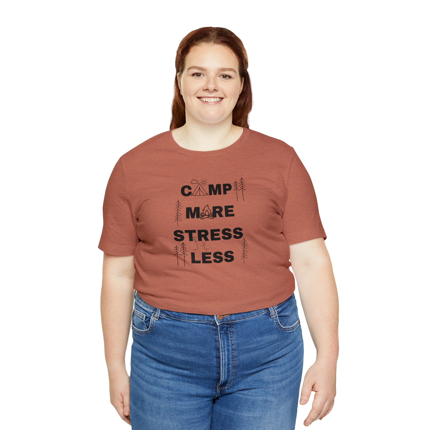 Camp More Stress Less Unisex Jersey Short Sleeve Tee