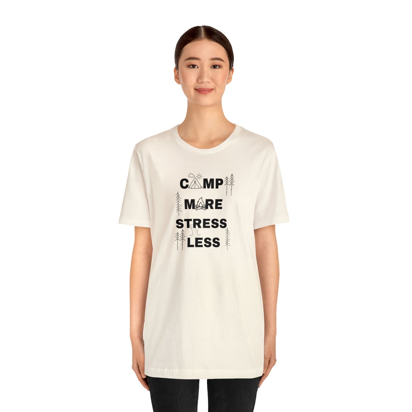 Camp More Stress Less Unisex Jersey Short Sleeve Tee