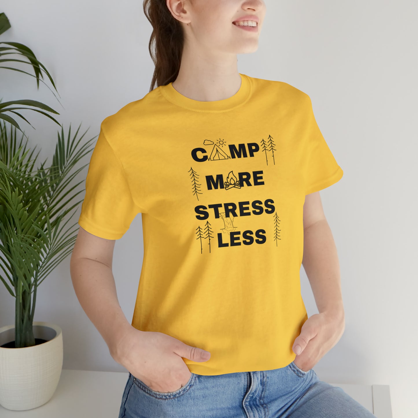 Camp More Stress Less Unisex Jersey Short Sleeve Tee