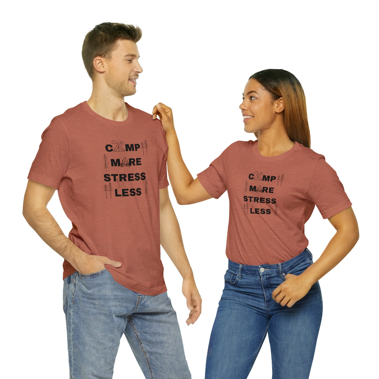 Camp More Stress Less Unisex Jersey Short Sleeve Tee