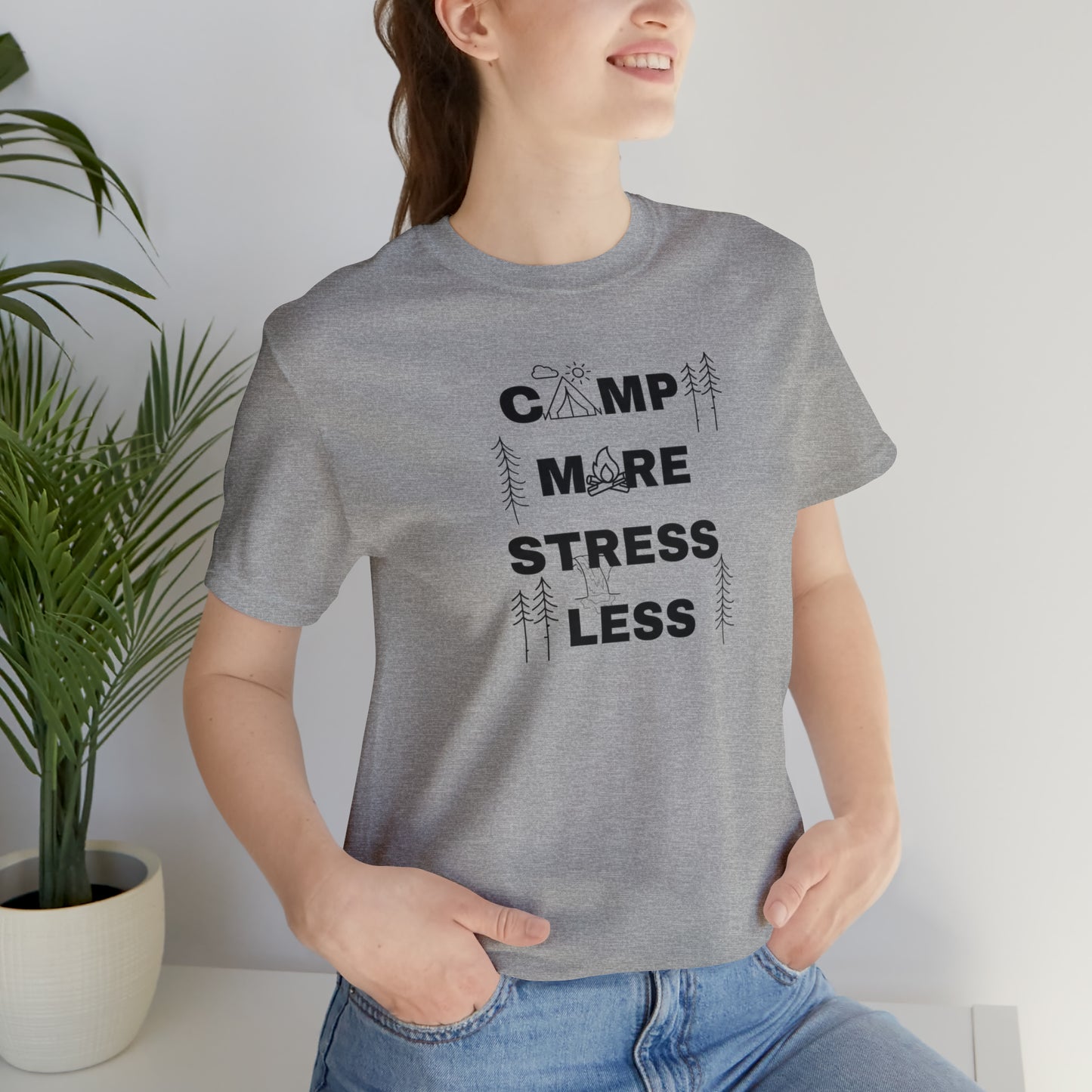 Camp More Stress Less Unisex Jersey Short Sleeve Tee