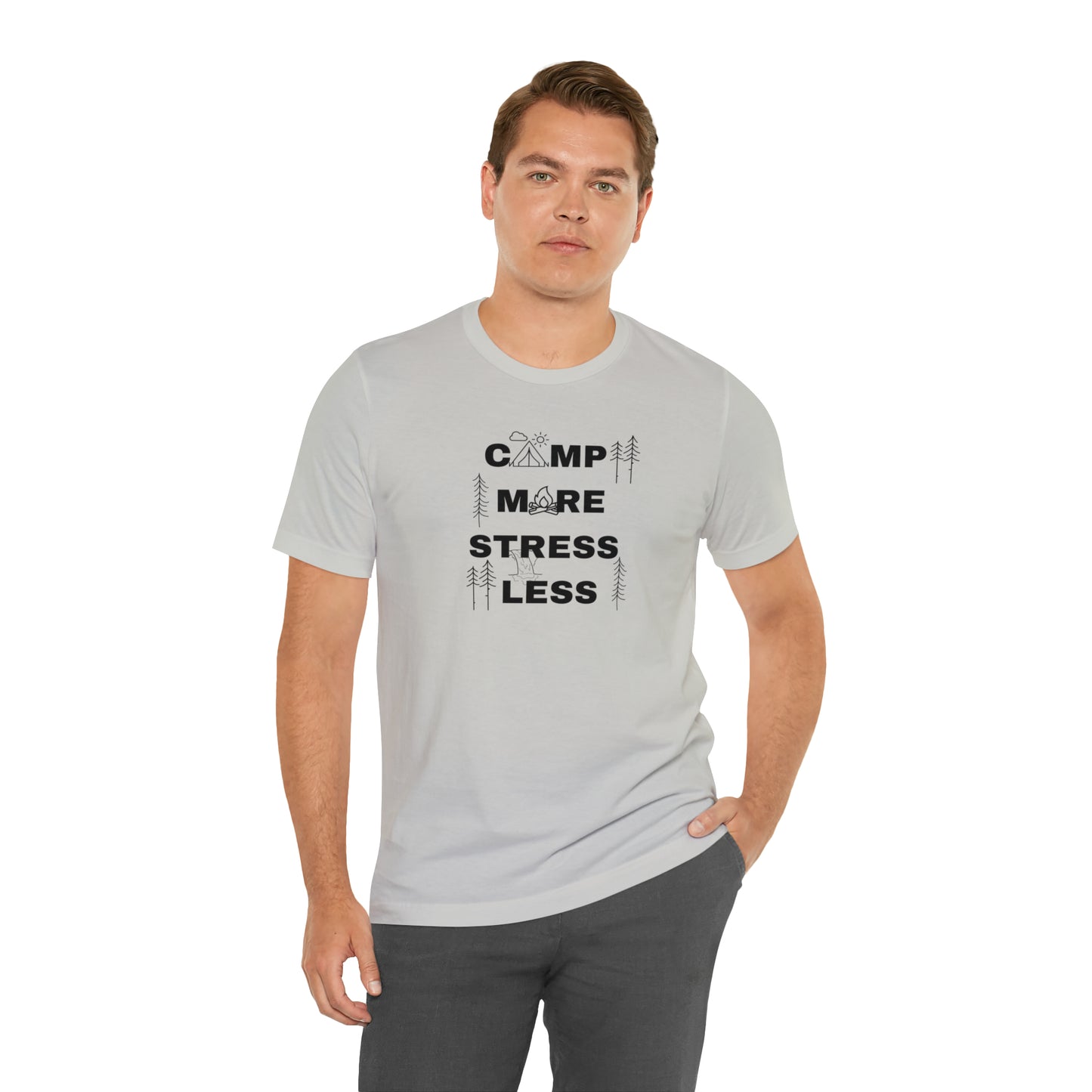 Camp More Stress Less Unisex Jersey Short Sleeve Tee