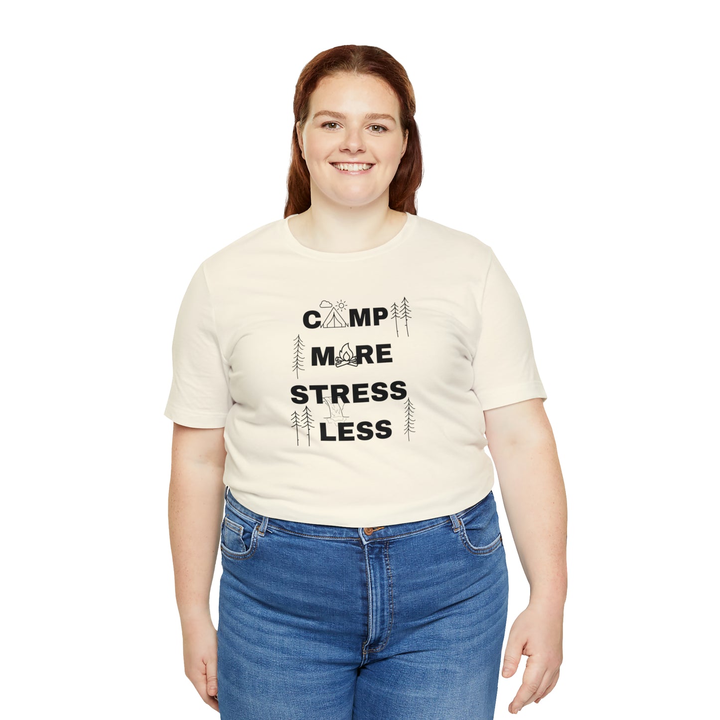 Camp More Stress Less Unisex Jersey Short Sleeve Tee