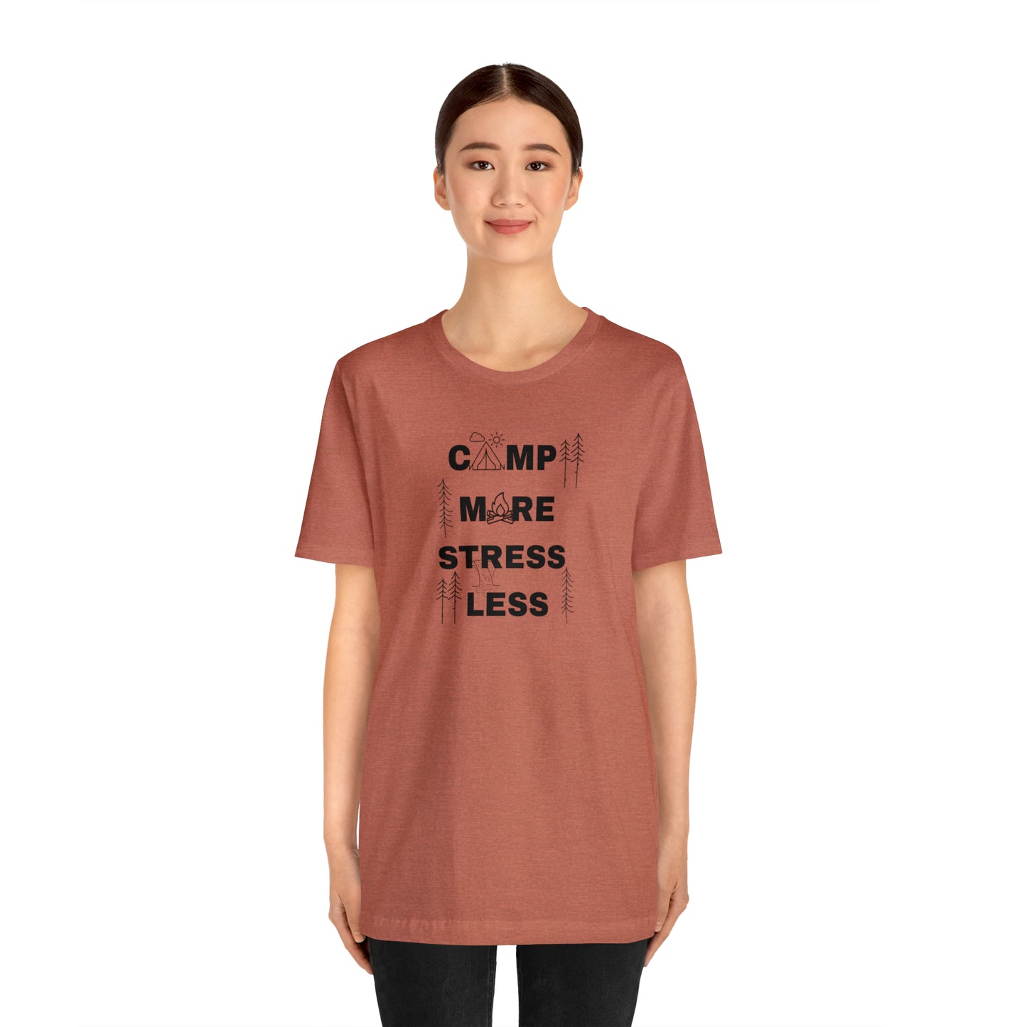 Camp More Stress Less Unisex Jersey Short Sleeve Tee