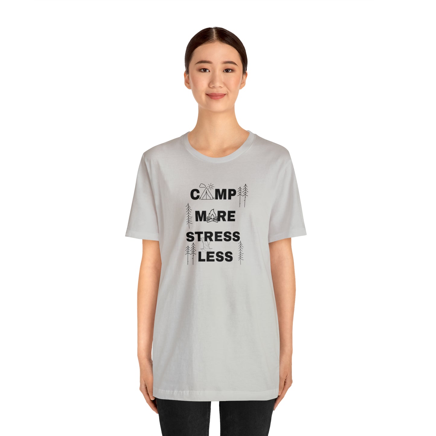 Camp More Stress Less Unisex Jersey Short Sleeve Tee