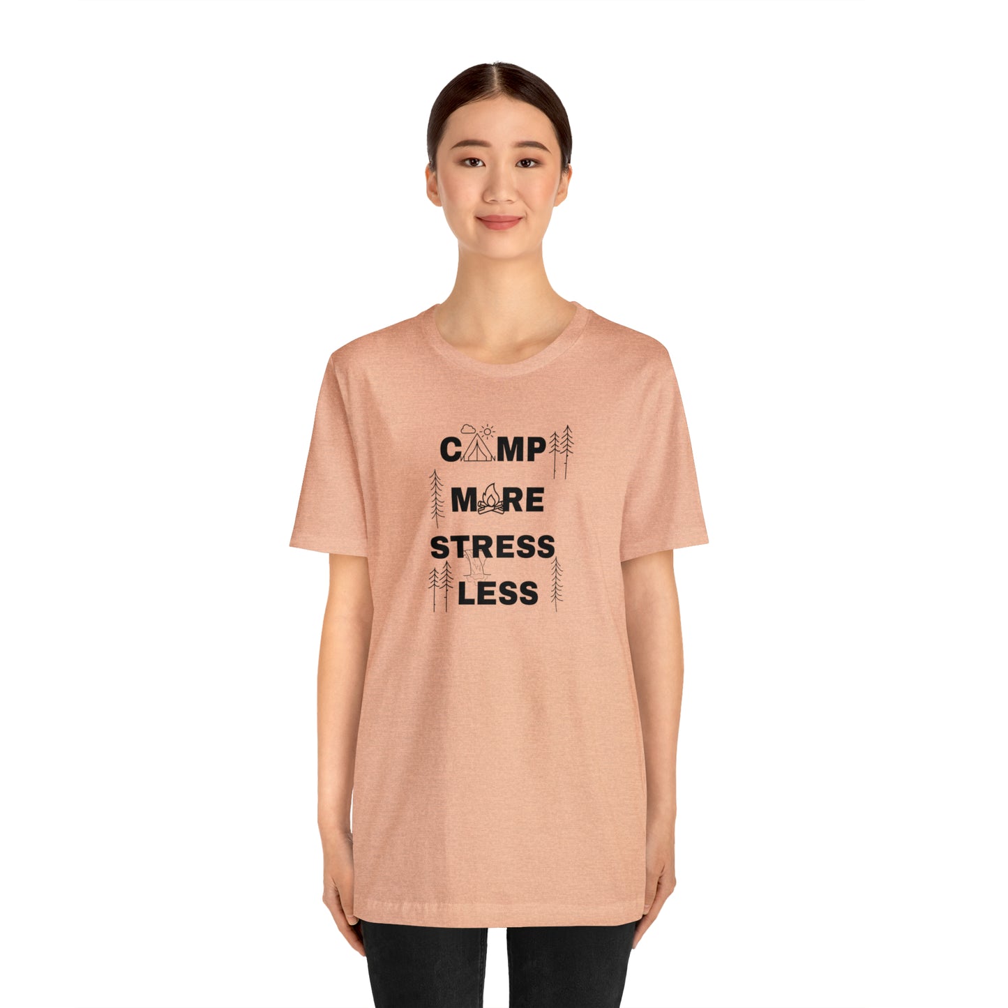 Camp More Stress Less Unisex Jersey Short Sleeve Tee