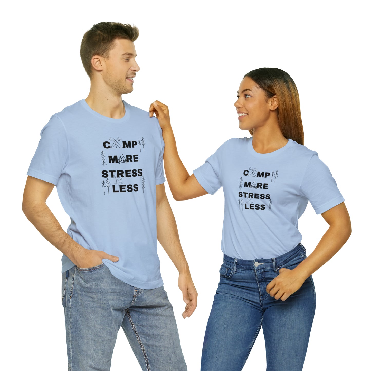 Camp More Stress Less Unisex Jersey Short Sleeve Tee