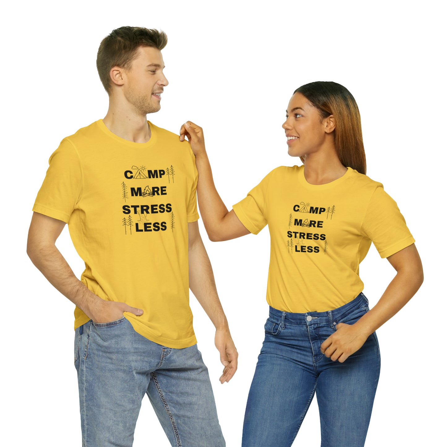 Camp More Stress Less Unisex Jersey Short Sleeve Tee