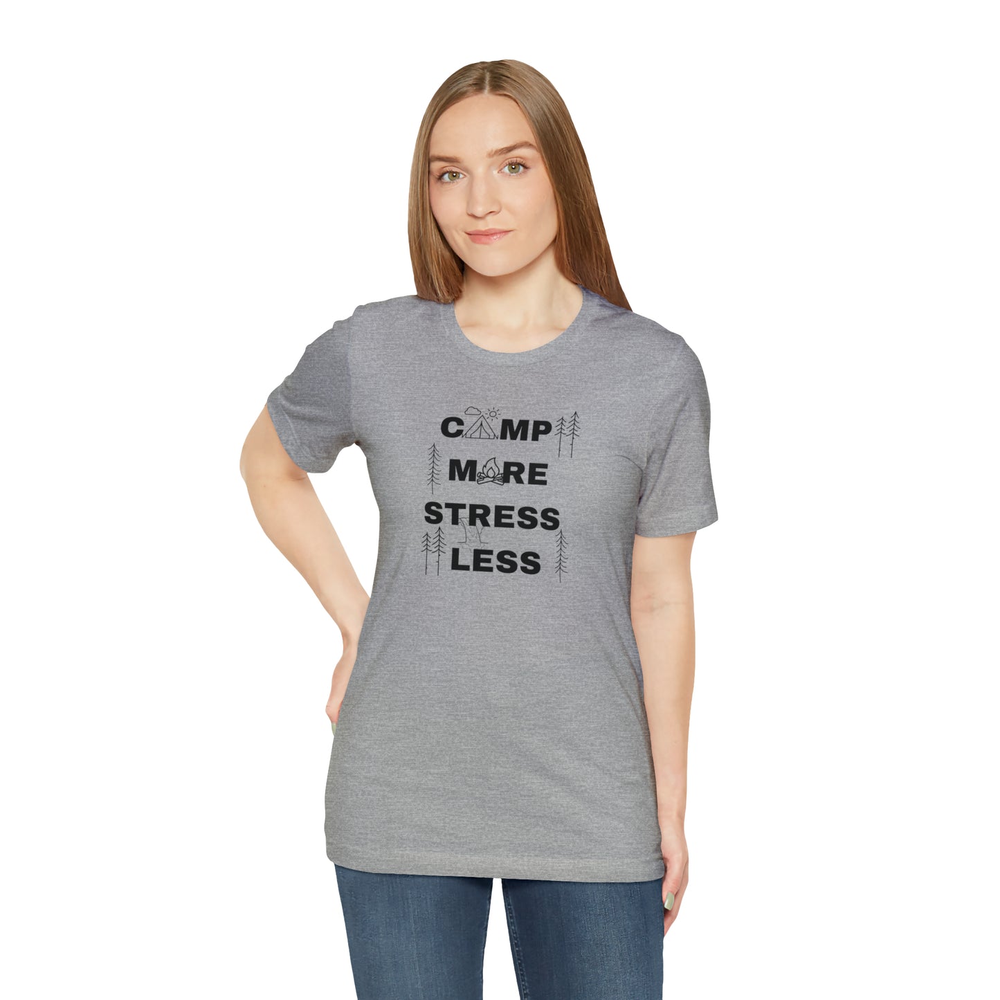 Camp More Stress Less Unisex Jersey Short Sleeve Tee