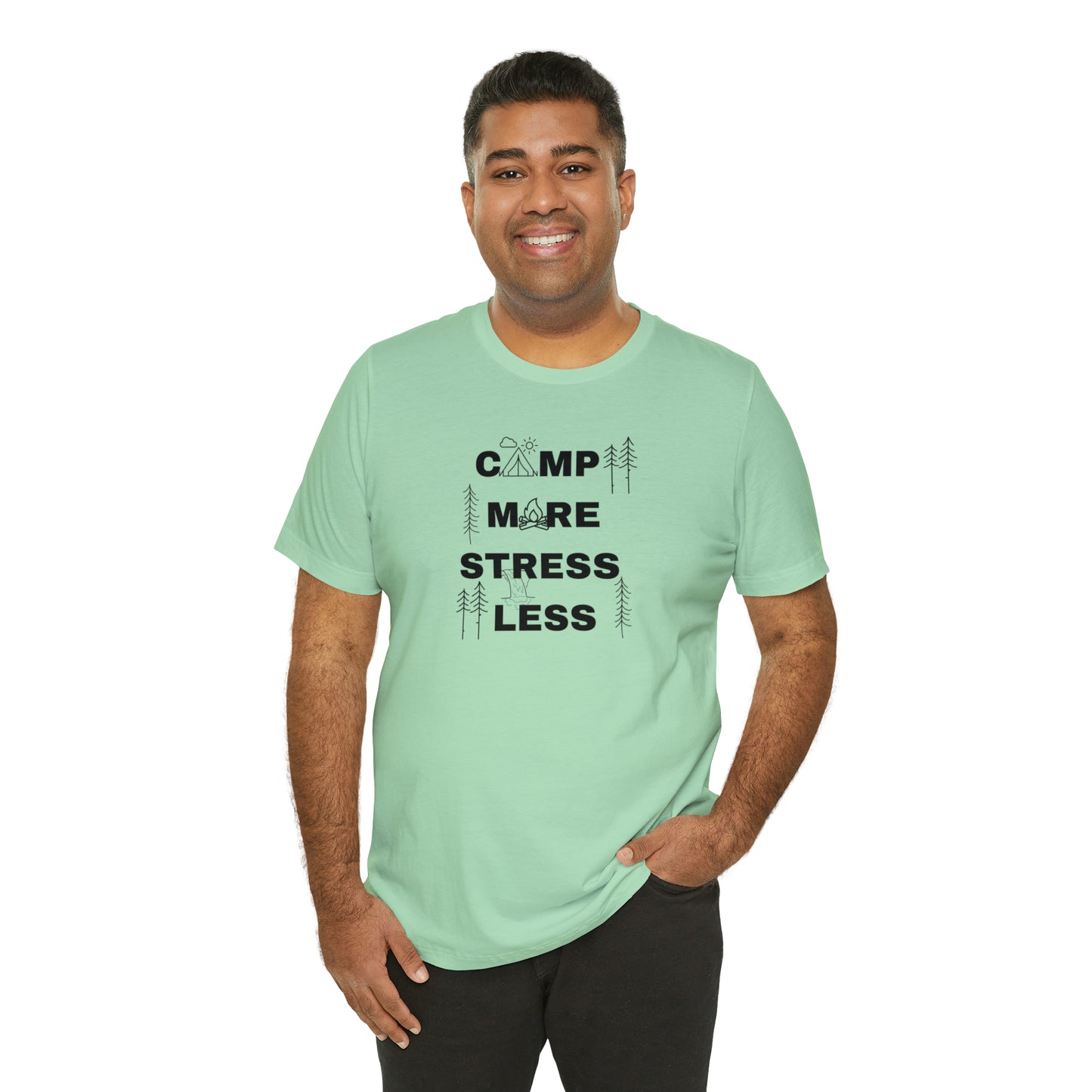 Camp More Stress Less Unisex Jersey Short Sleeve Tee
