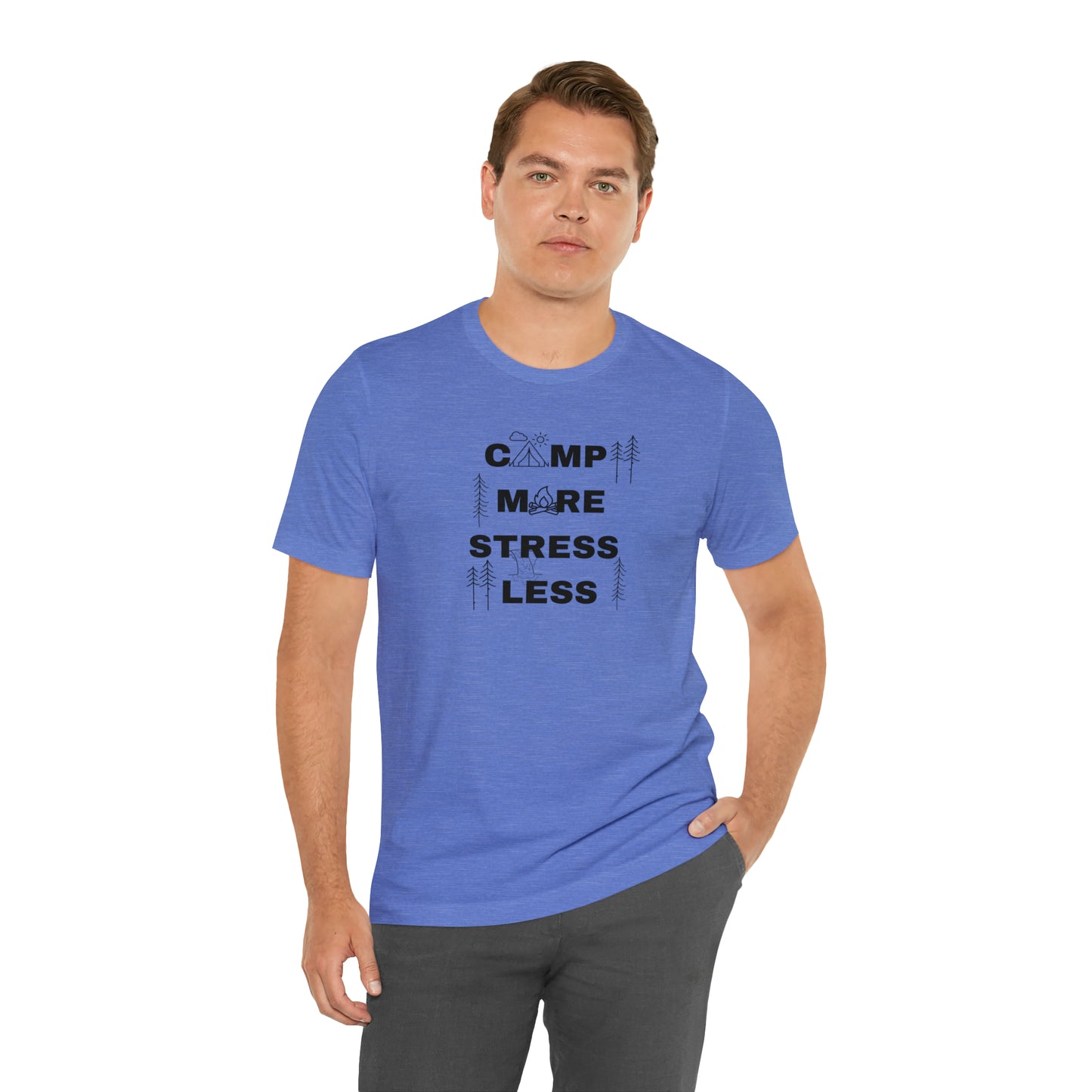 Camp More Stress Less Unisex Jersey Short Sleeve Tee